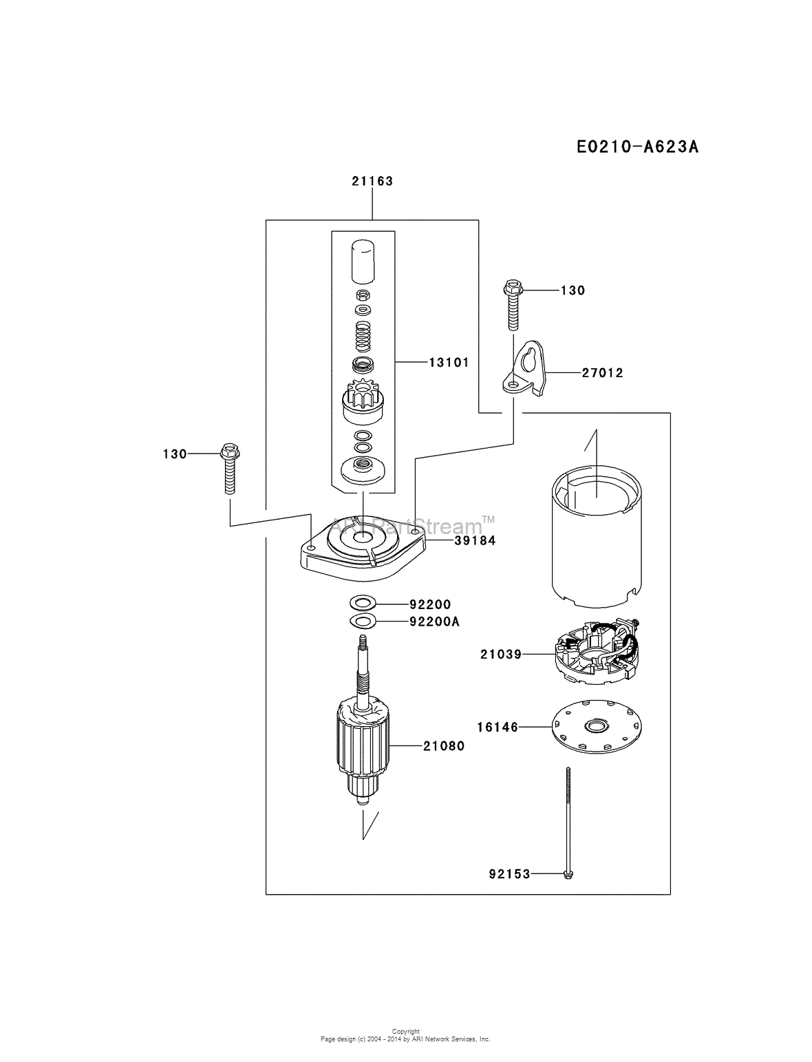 Kawasaki FR651V-CS10 4 Stroke Engine FR651V Parts Diagram for STARTER