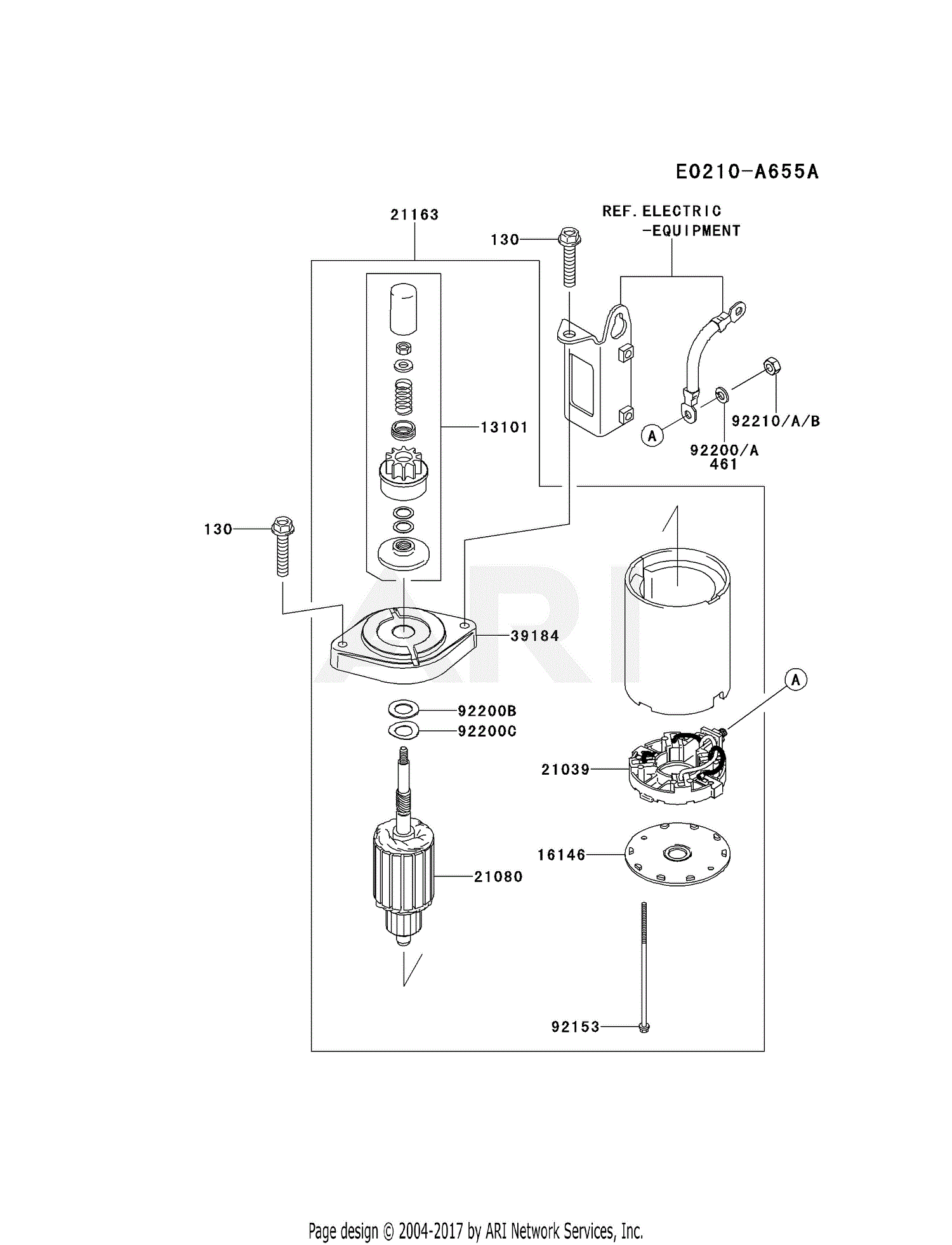 Kawasaki FR651V-CS13 4 Stroke Engine FR651V Parts Diagram for STARTER