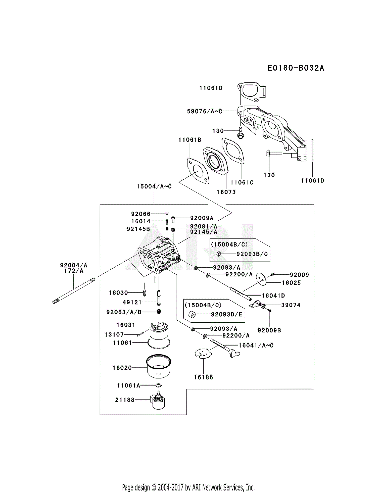 Kawasaki FR651V-DS13 4 Stroke Engine FR651V Parts Diagram for CARBURETOR