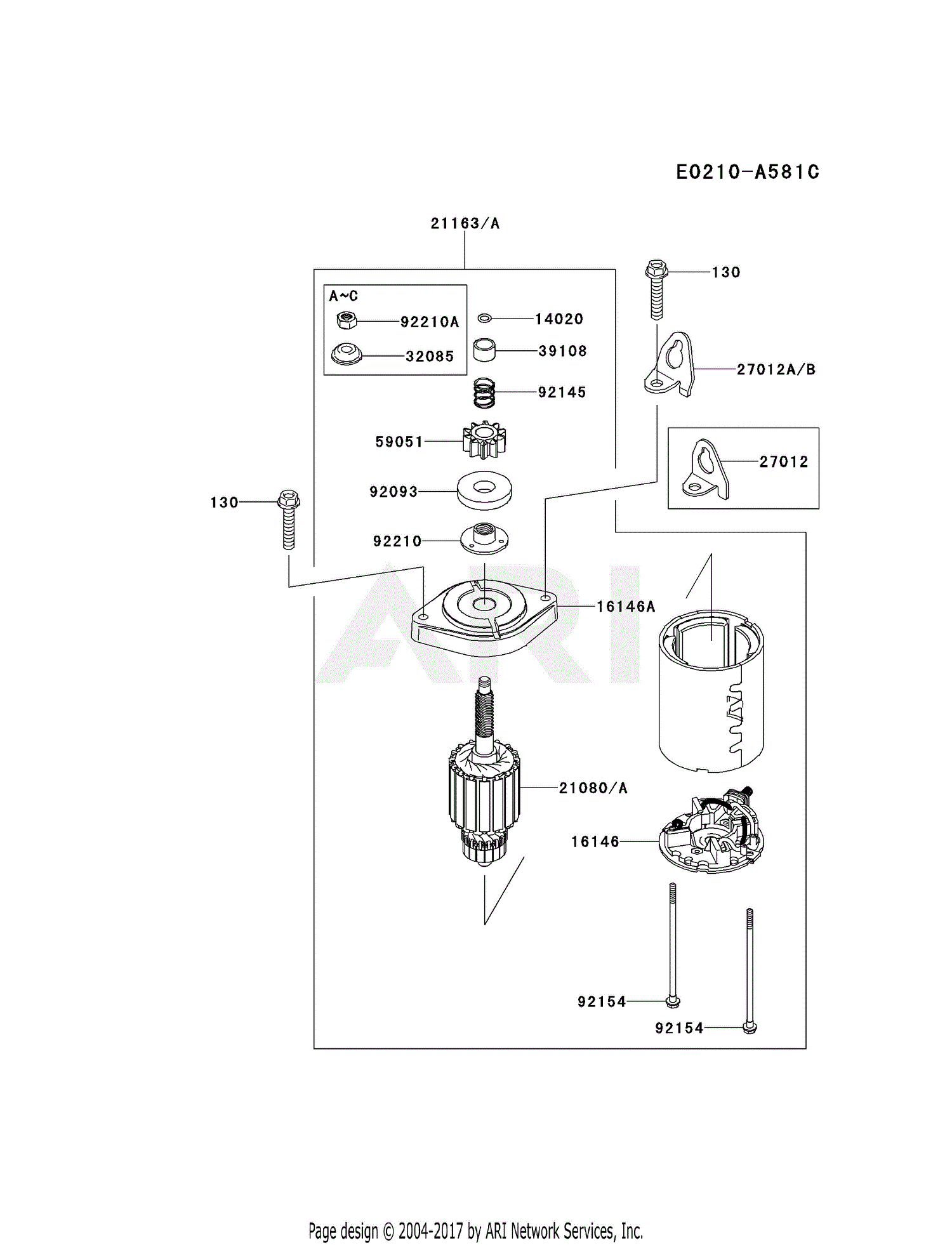 Kawasaki FR691V-AS00 4 Stroke Engine FR691V Parts Diagram for STARTER