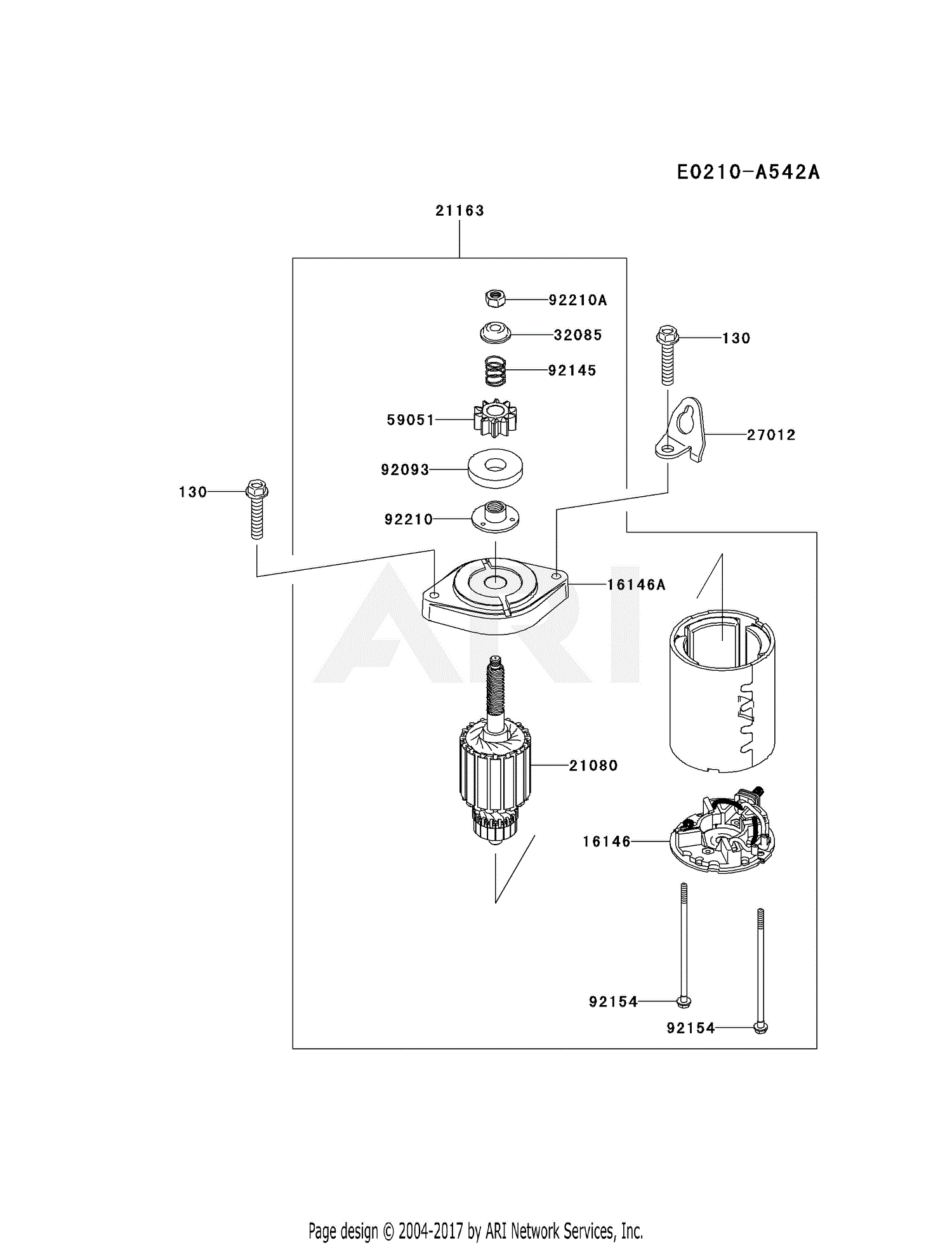 Kawasaki FR691VAS16 4 Stroke Engine FR691V Parts Diagram for STARTER