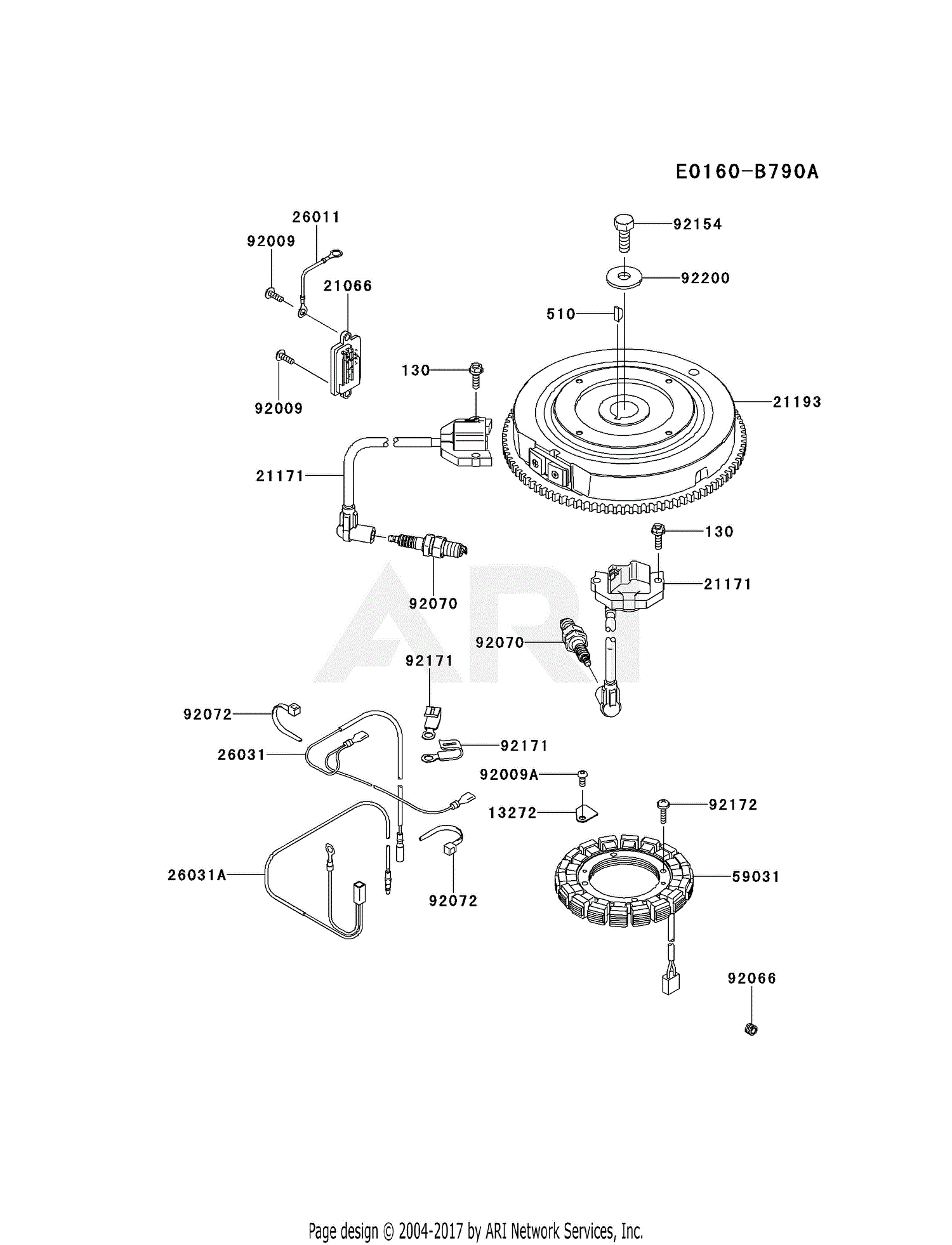 Kawasaki FR691VAS27 4 Stroke Engine FR691V Parts Diagram for ELECTRIC