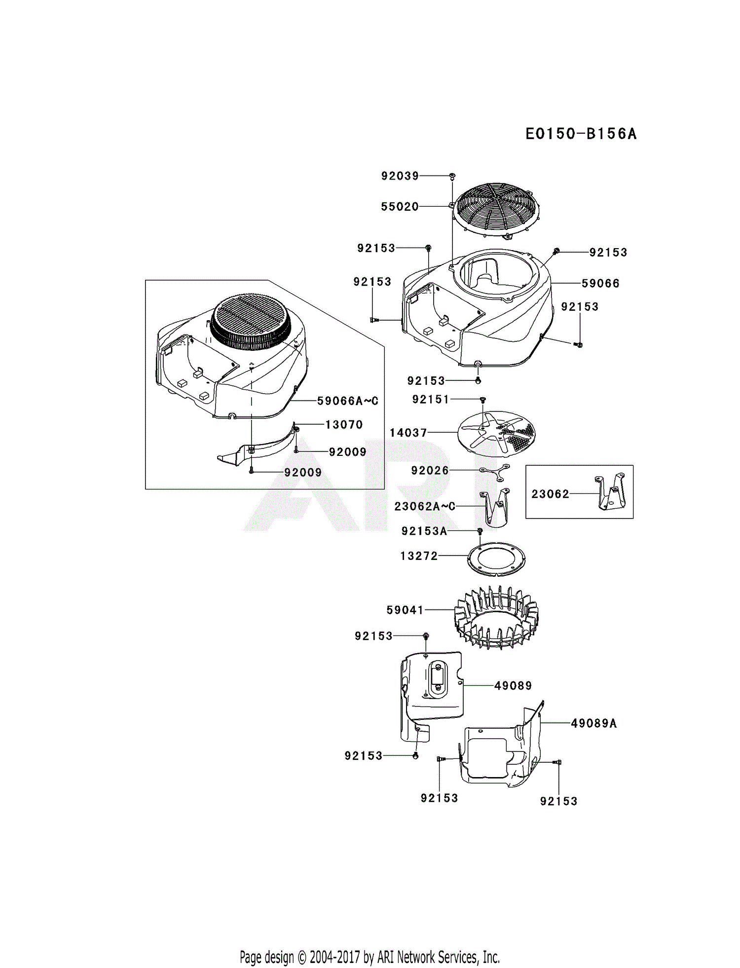 Kawasaki FR691VBS05 4 Stroke Engine FR691V Parts Diagram for COOLING