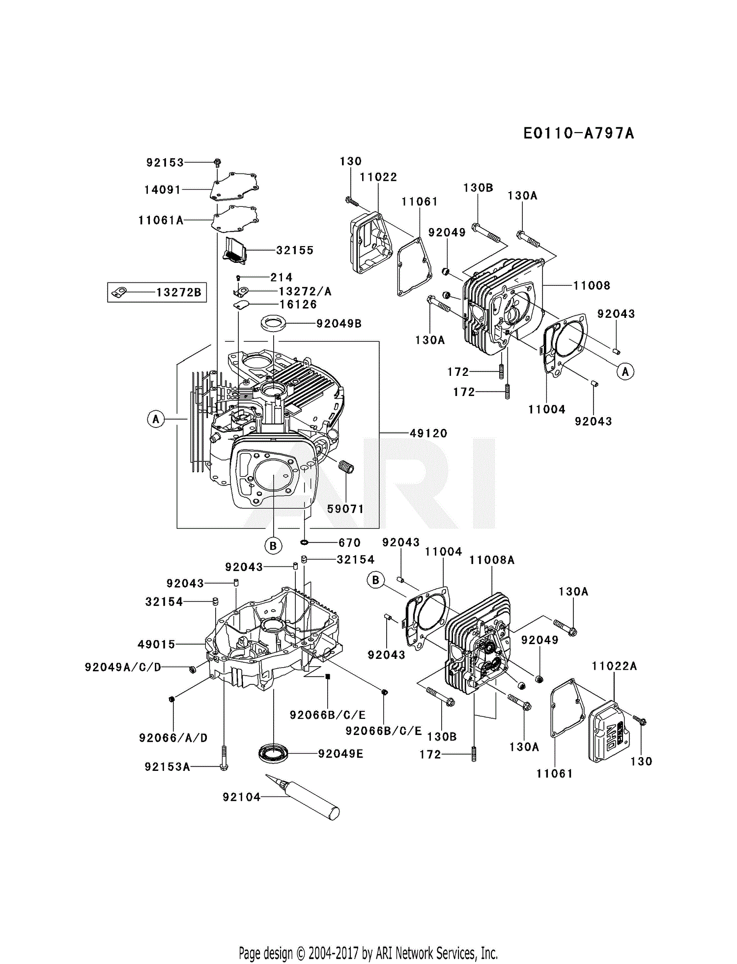 Kawasaki FR730V-BS13 4 Stroke Engine FR730V Parts Diagram for 