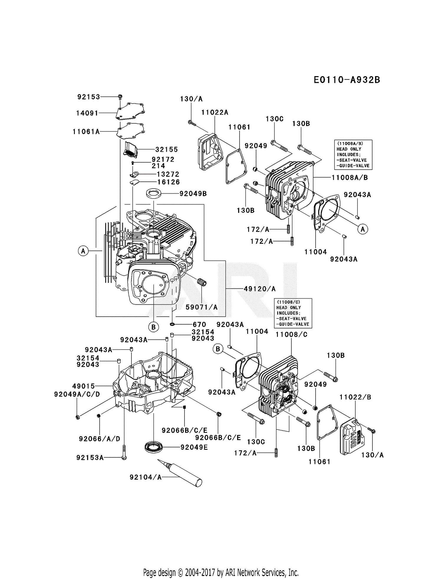Kawasaki FR730V-BS15 4 Stroke Engine FR730V Parts Diagram for CYLINDER