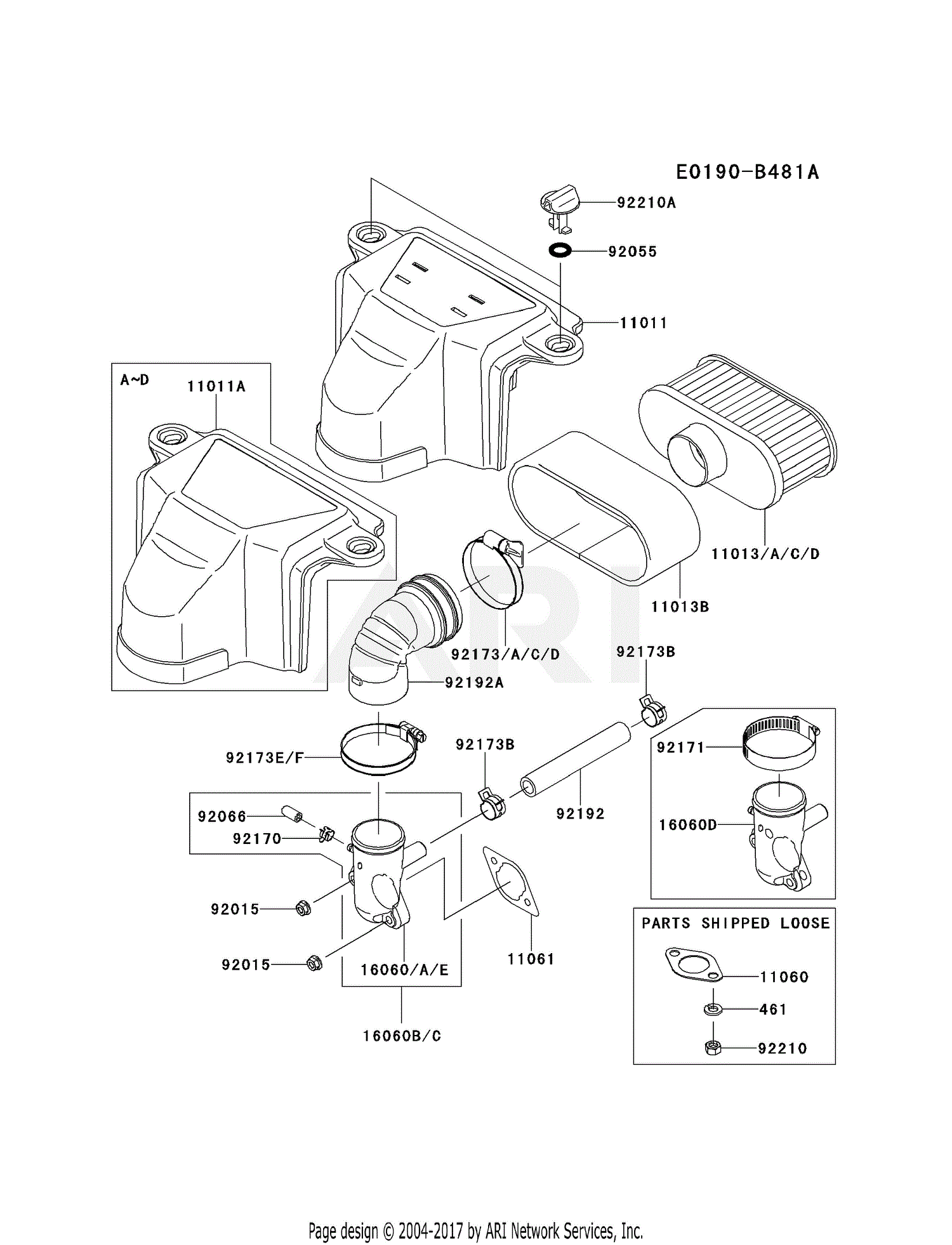 Kawasaki FS481V-ES10 4 Stroke Engine FS481V Parts Diagram for AIR ...