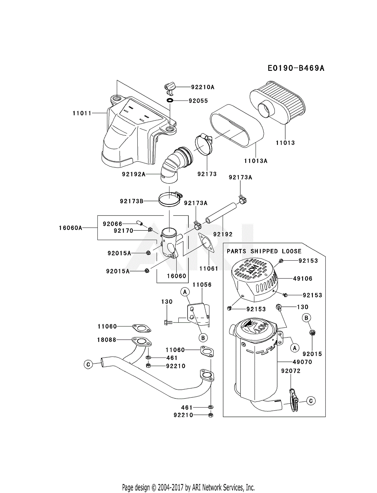 Kawasaki FS541V-BS25 4 Stroke Engine FS541V Parts Diagram for AIR ...