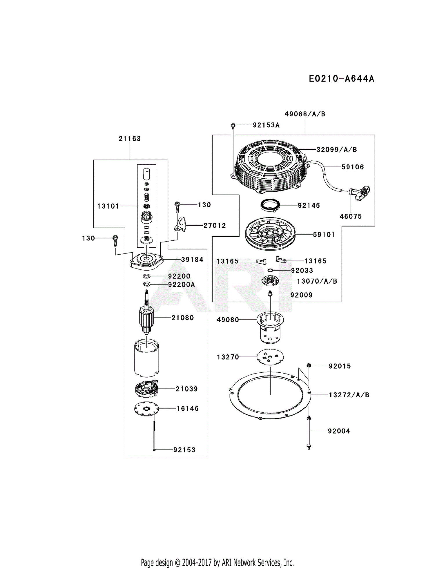 Kawasaki FS600V-BS24 4 Stroke Engine FS600V Parts Diagram for STARTER