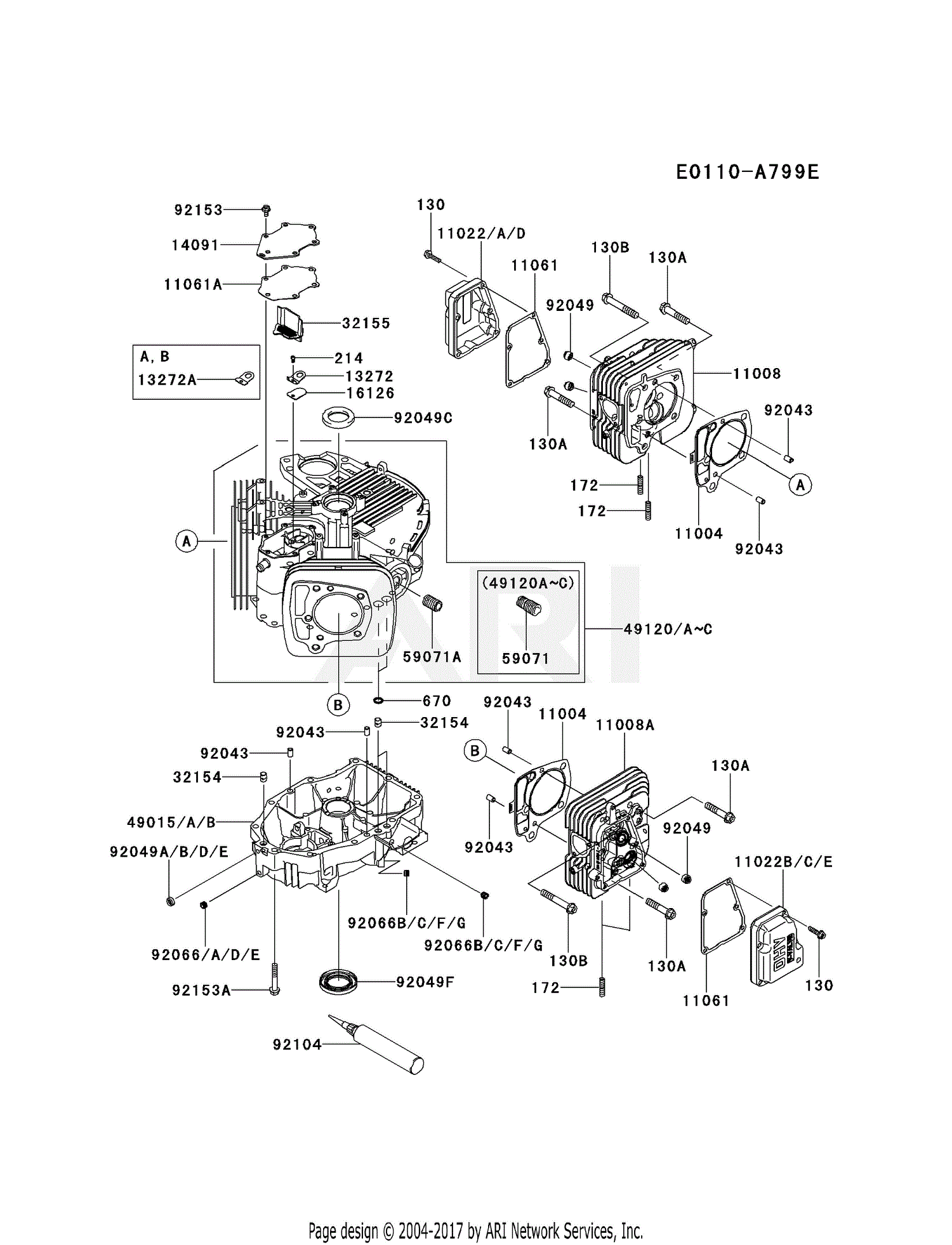 Kawasaki FS691V-AS05 4 Stroke Engine FS691V Parts Diagram for CYLINDER