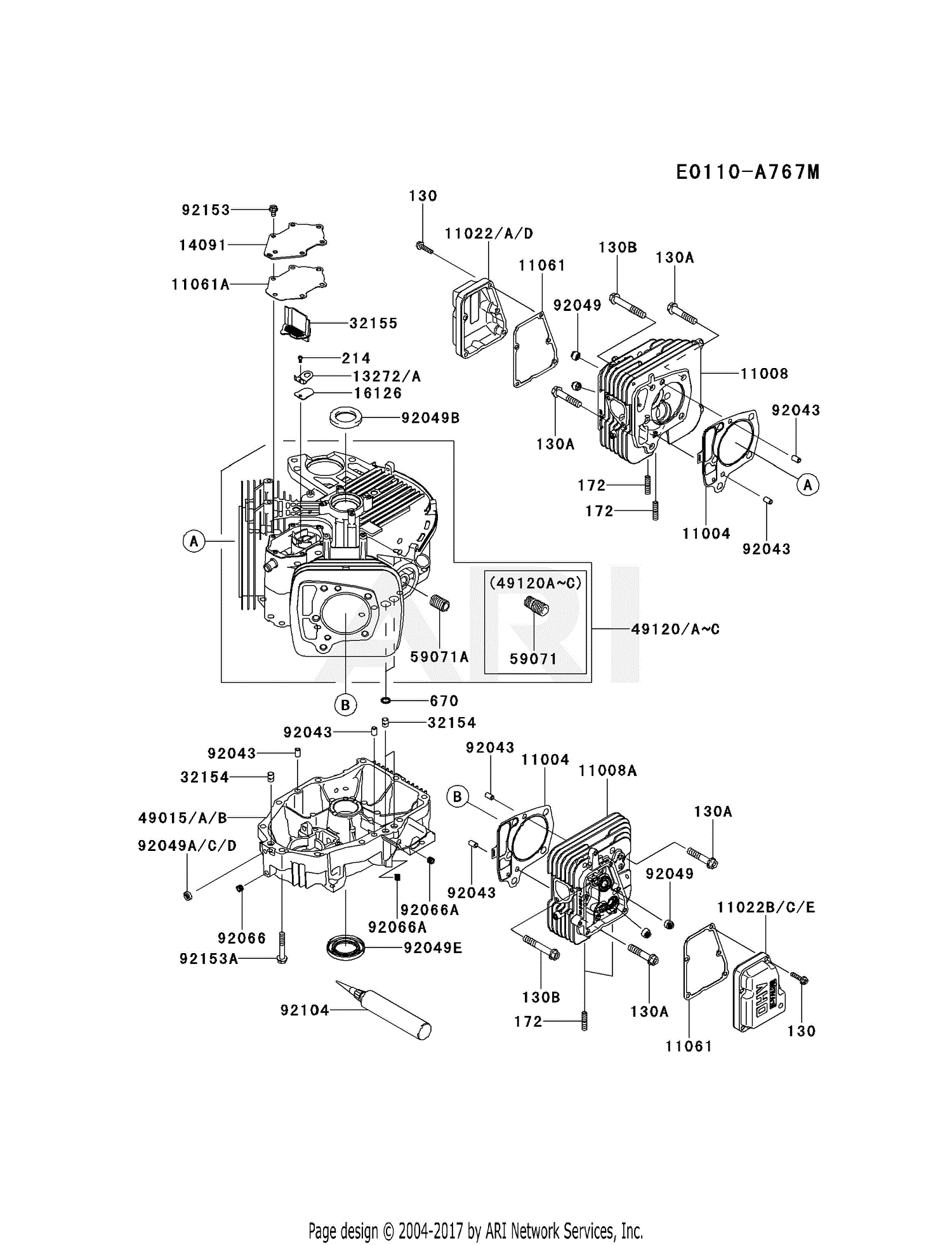 Kawasaki FX730V-AS07 4 Stroke Engine FX730V Parts Diagram for CYLINDER