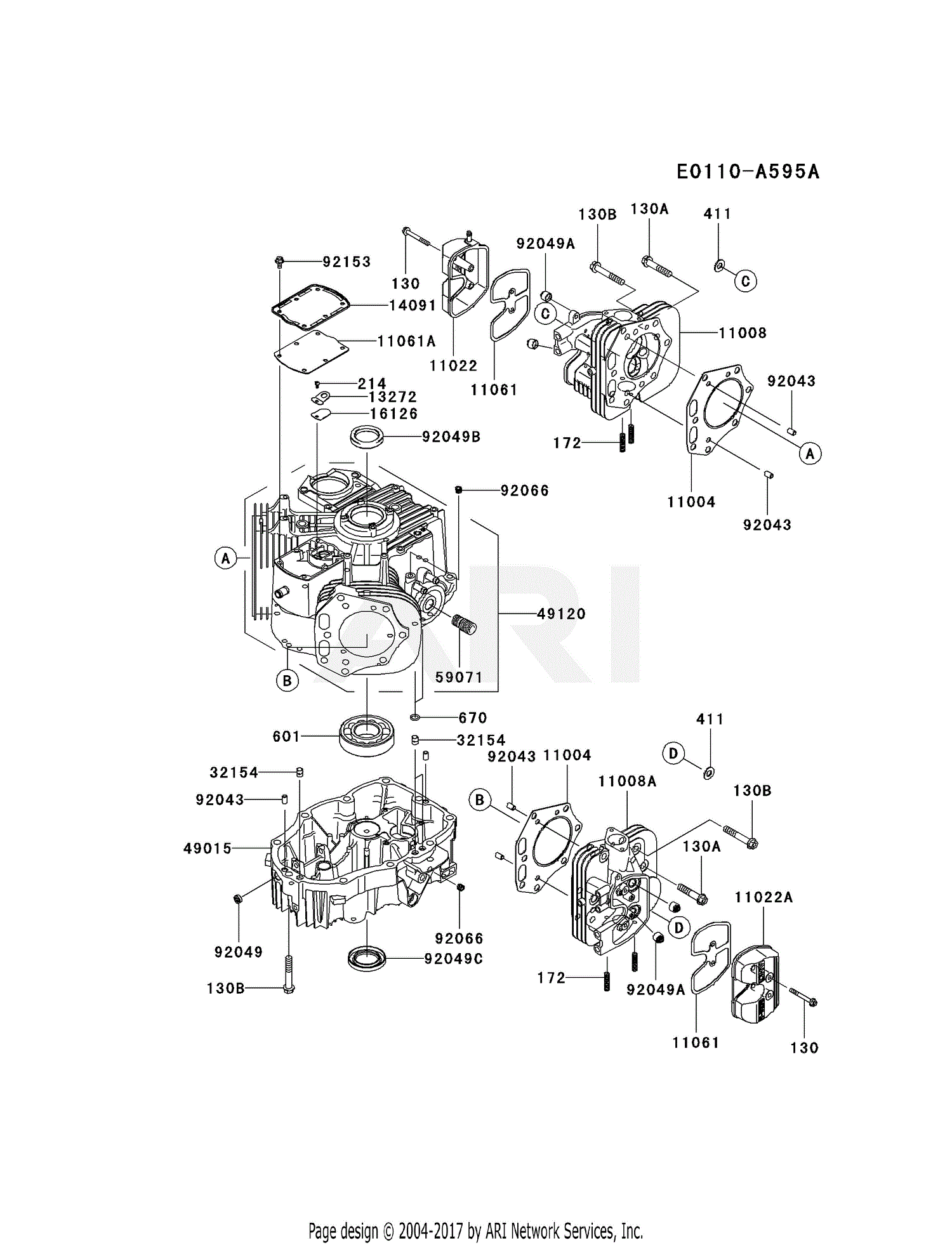 Kawasaki FX751V-AS06 4 Stroke Engine FX751V Parts Diagram for CYLINDER ...