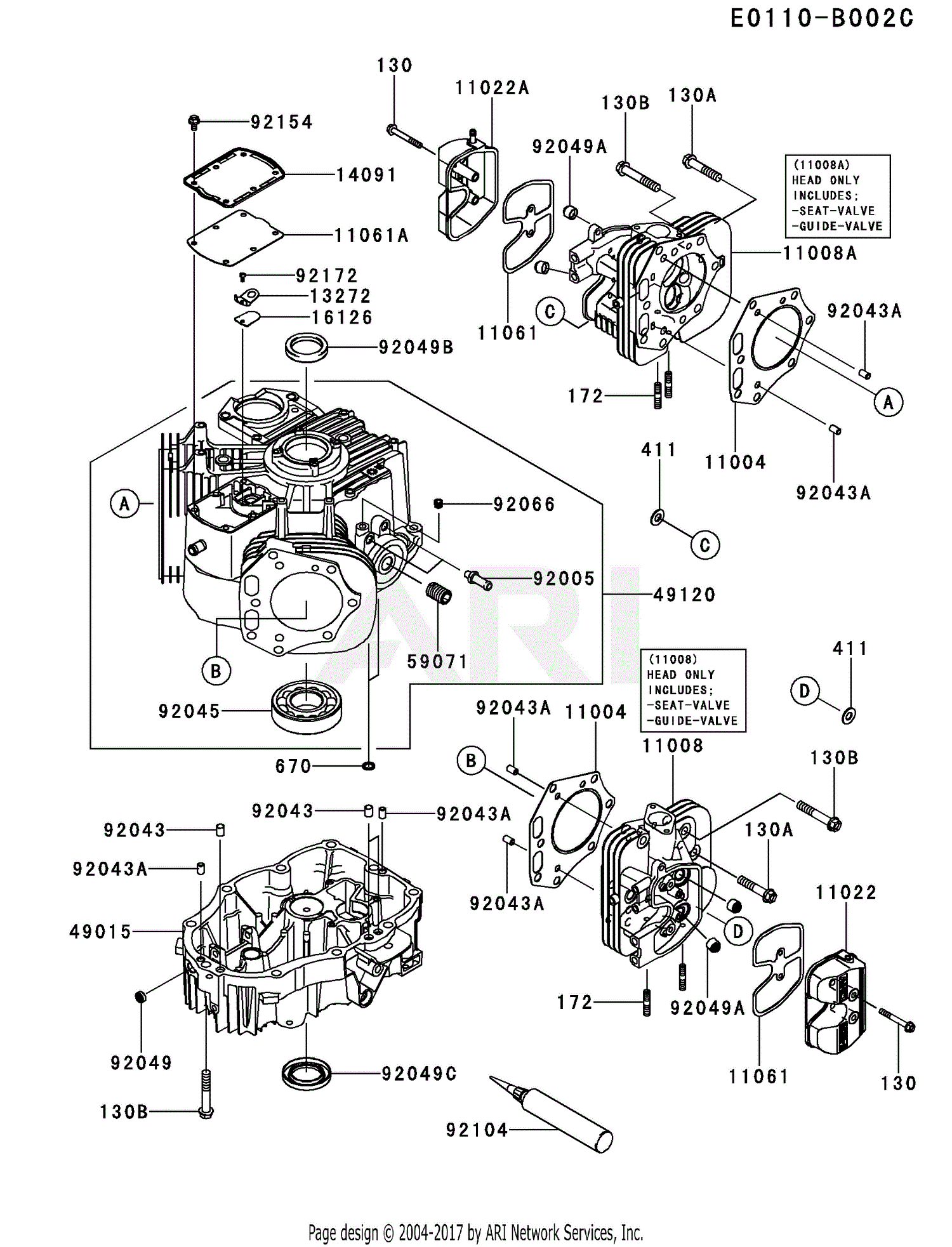 Kawasaki FX850VFS00 4 Stroke Engine FX850V Parts Diagram for CYLINDER