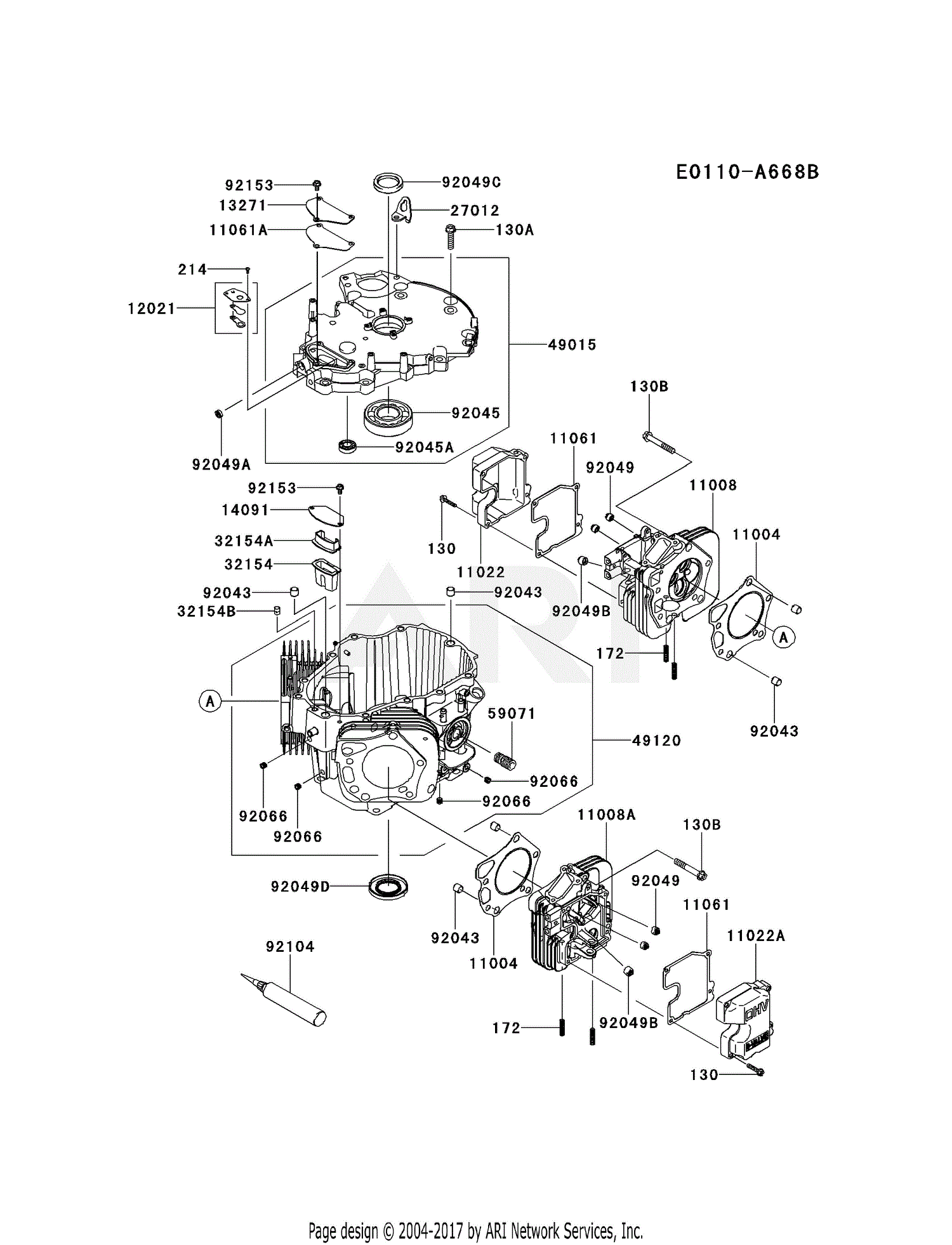 Kawasaki FX921V-CS06 4 Stroke Engine FX921V Parts Diagram for CYLINDER ...