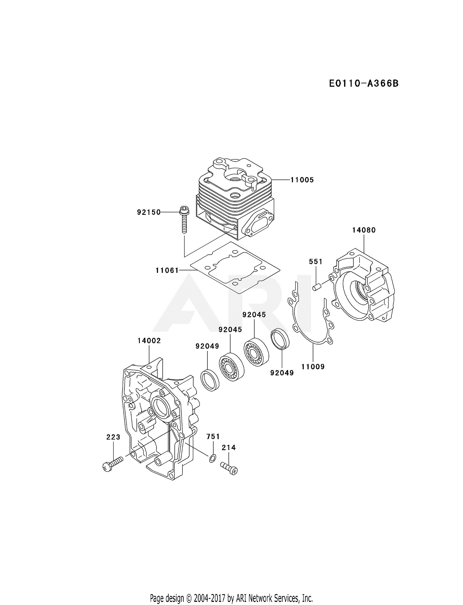 Kawasaki HG700A-AS00 Blower KRB700B Parts Diagram for CYLINDER/CRANKCASE