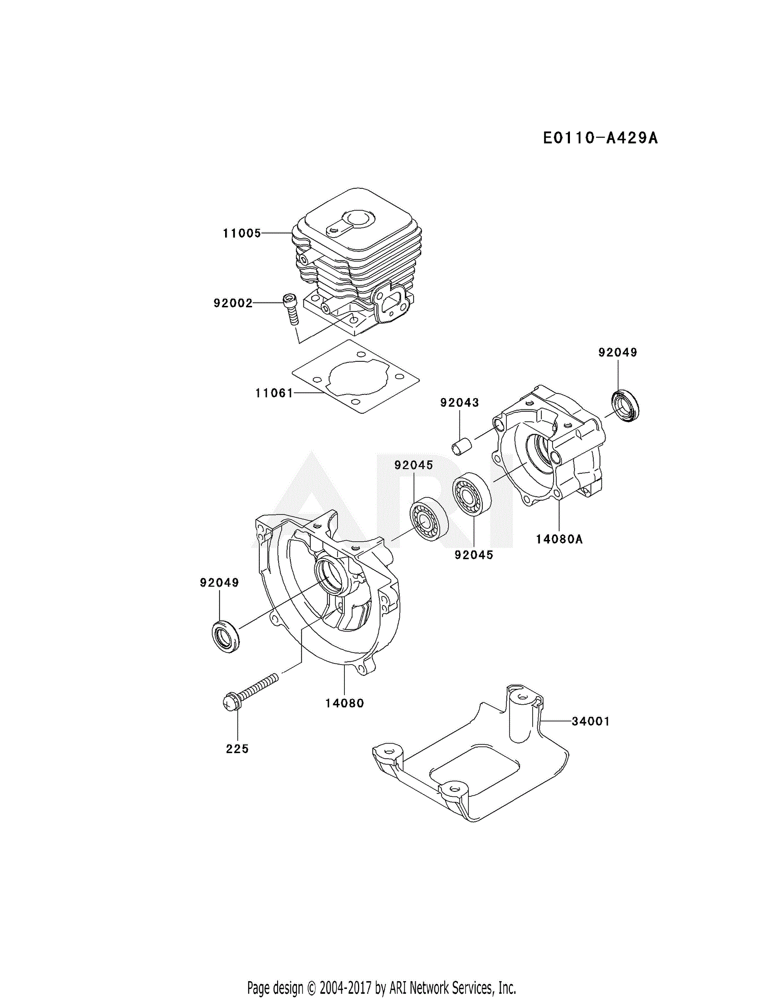 Kawasaki KBL27A-A1 Brush Cutter KBL27A Parts Diagram for CYLINDER/CRANKCASE