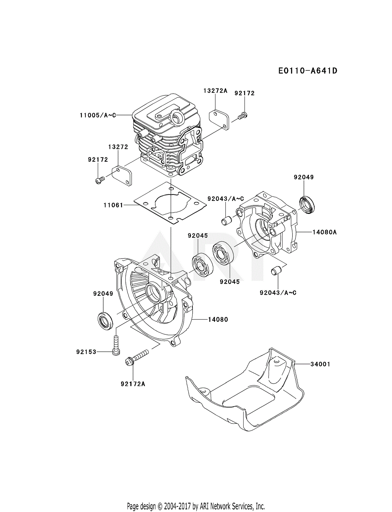 Kawasaki KEL27B-A3 Edger KEL27B Parts Diagram for CYLINDER/CRANKCASE