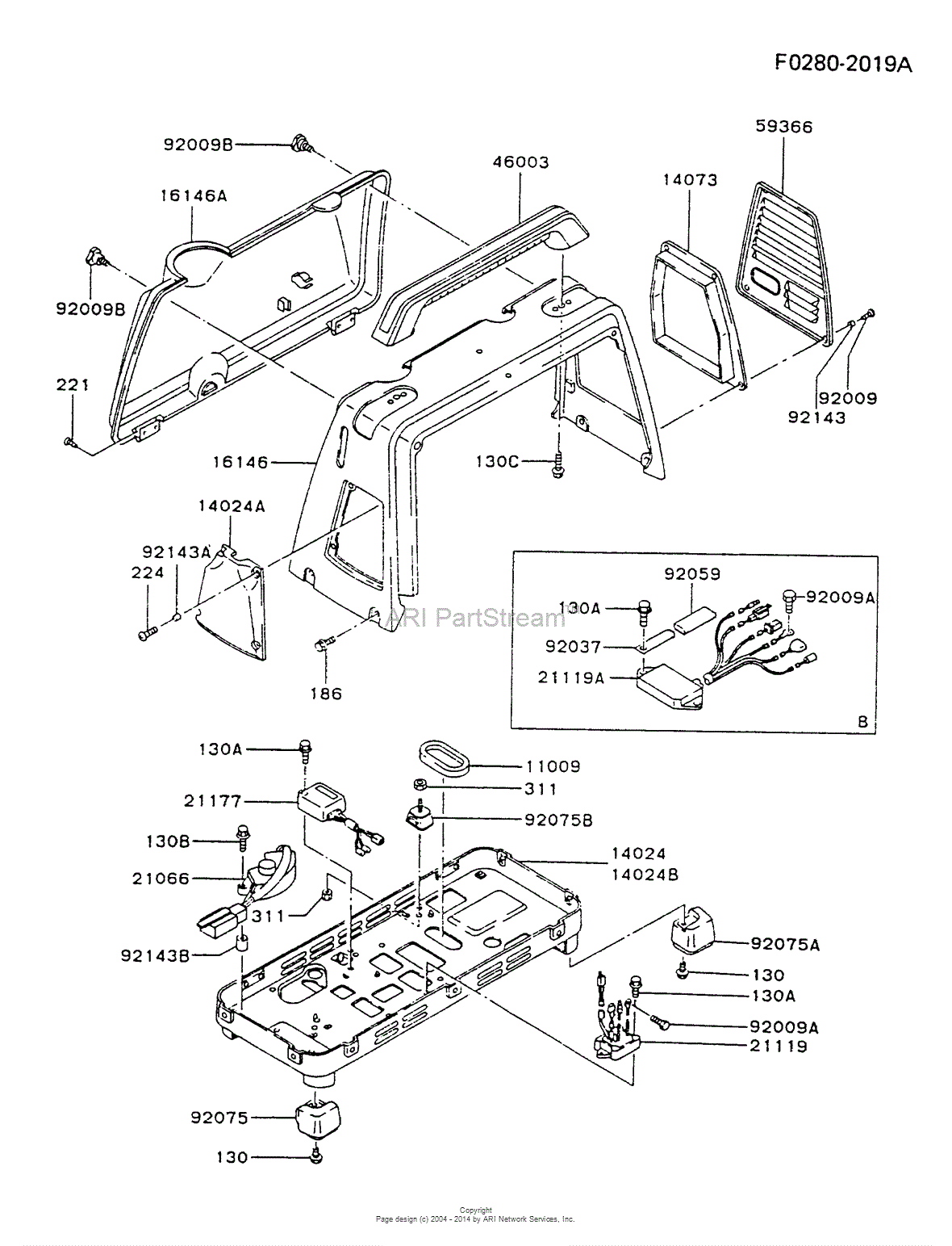 Kawasaki GD700A-BS01 Generator GD700A Parts Diagram for FRAME