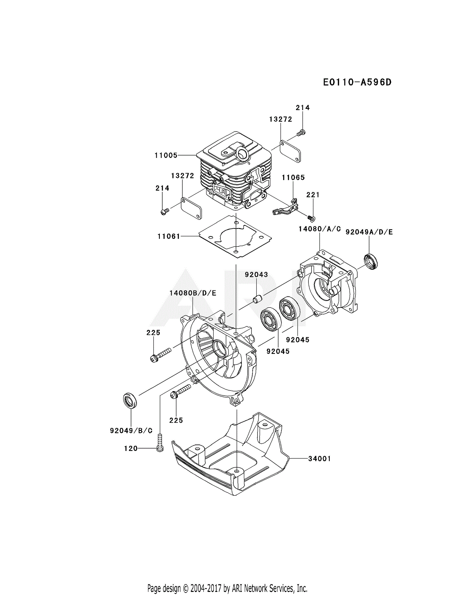 Kawasaki KGT35B-A1 String Trimmer KGT35B Parts Diagram for CYLINDER ...