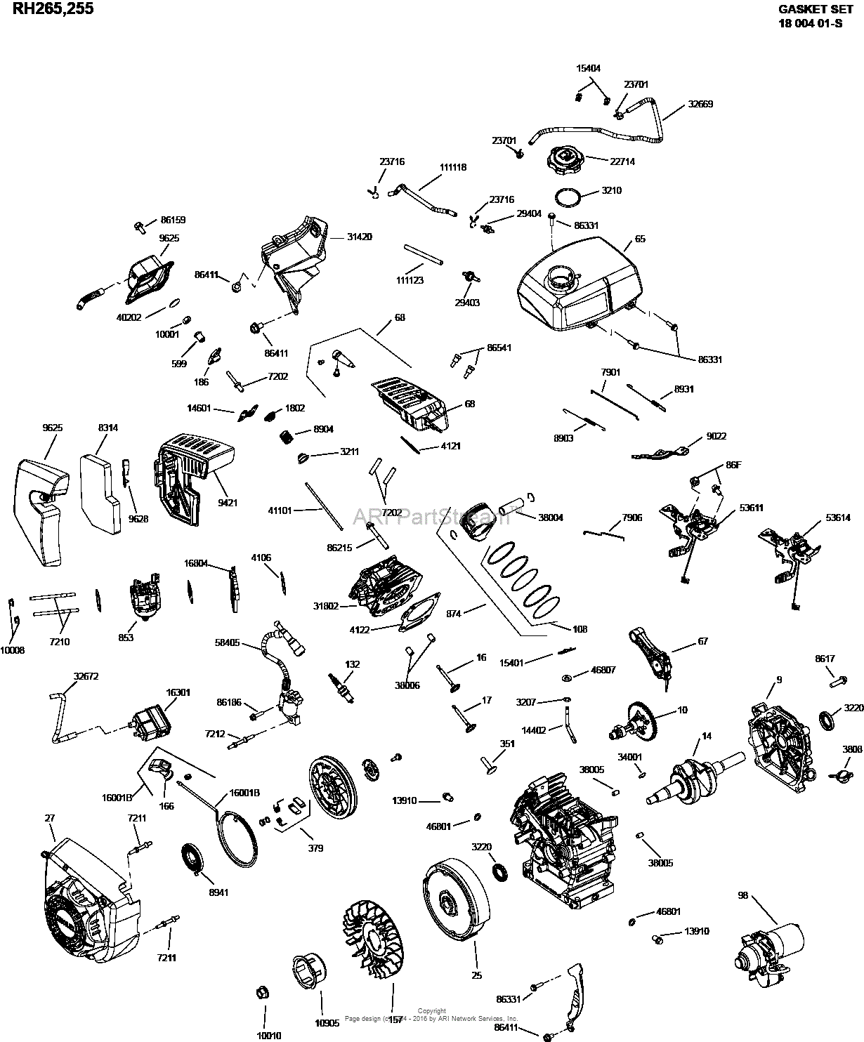 Kohler RH265-255 ONE PAGE MODEL COMPOSITE Parts Diagram for Engine