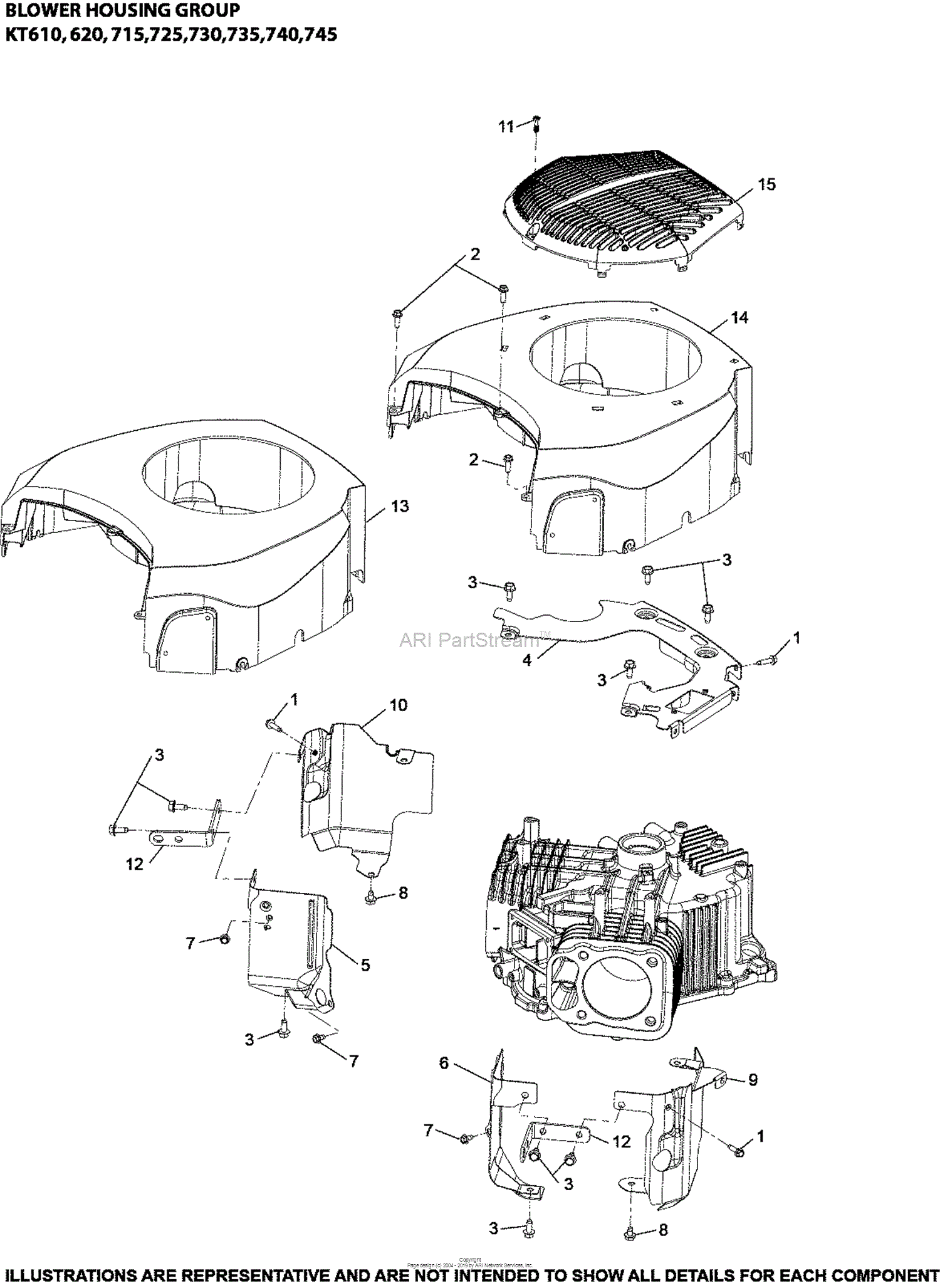 Kohler Kt725 3026 Generator 22 Hp 16 4 Kw Parts Diagram For Blower Housing Group 6 32 34 Kt