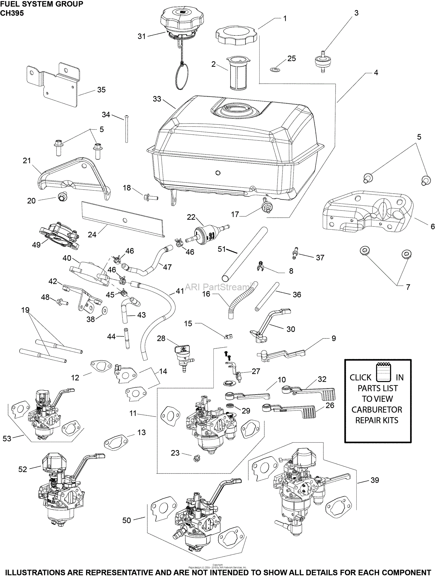 Kohler CH395-3205 MARKETING BASIC (E-GOV) Parts Diagram for Fuel System