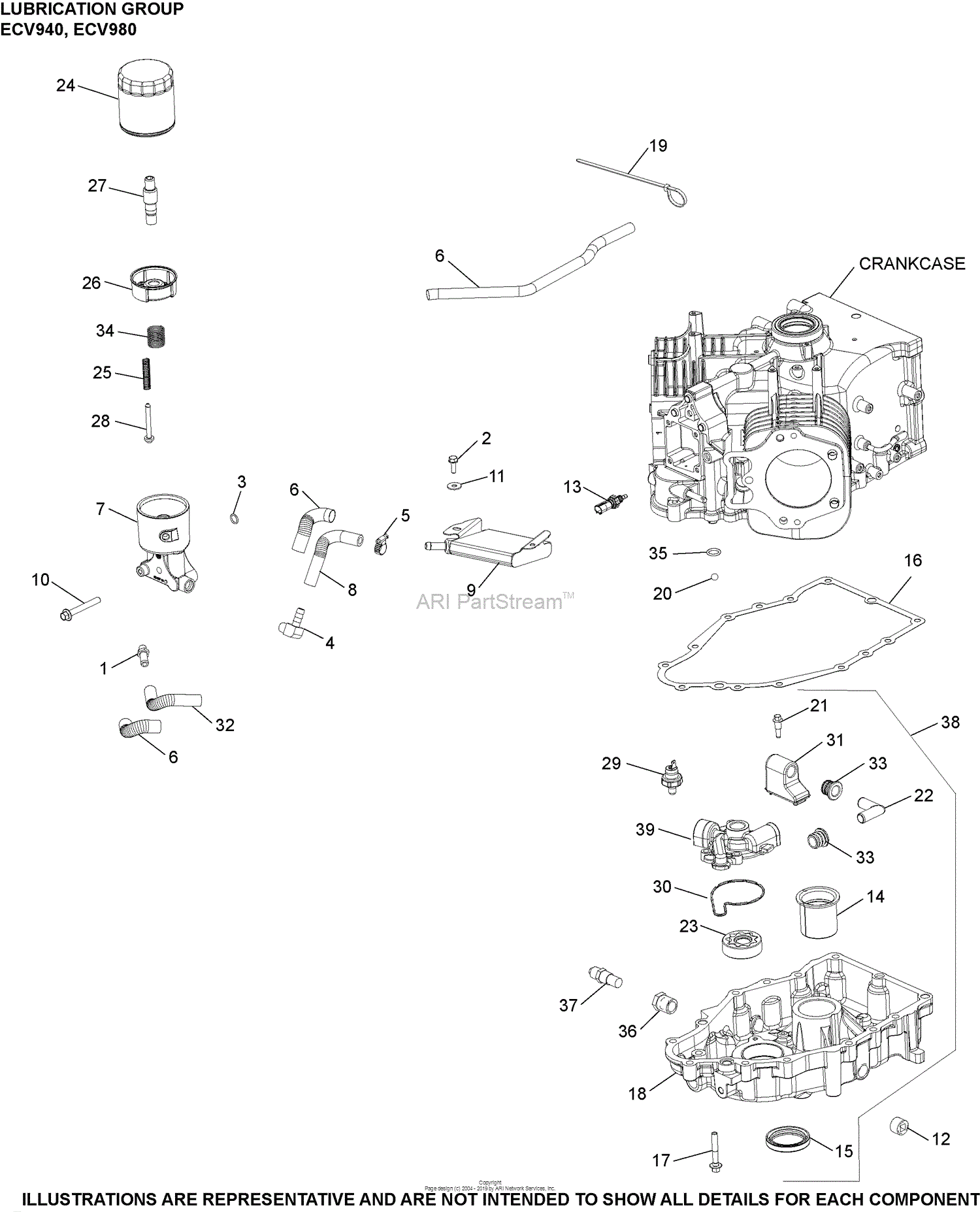 Kohler ECV940-3017 EXMARK 33 HP Parts Diagram for Lubrication Group 3 ...