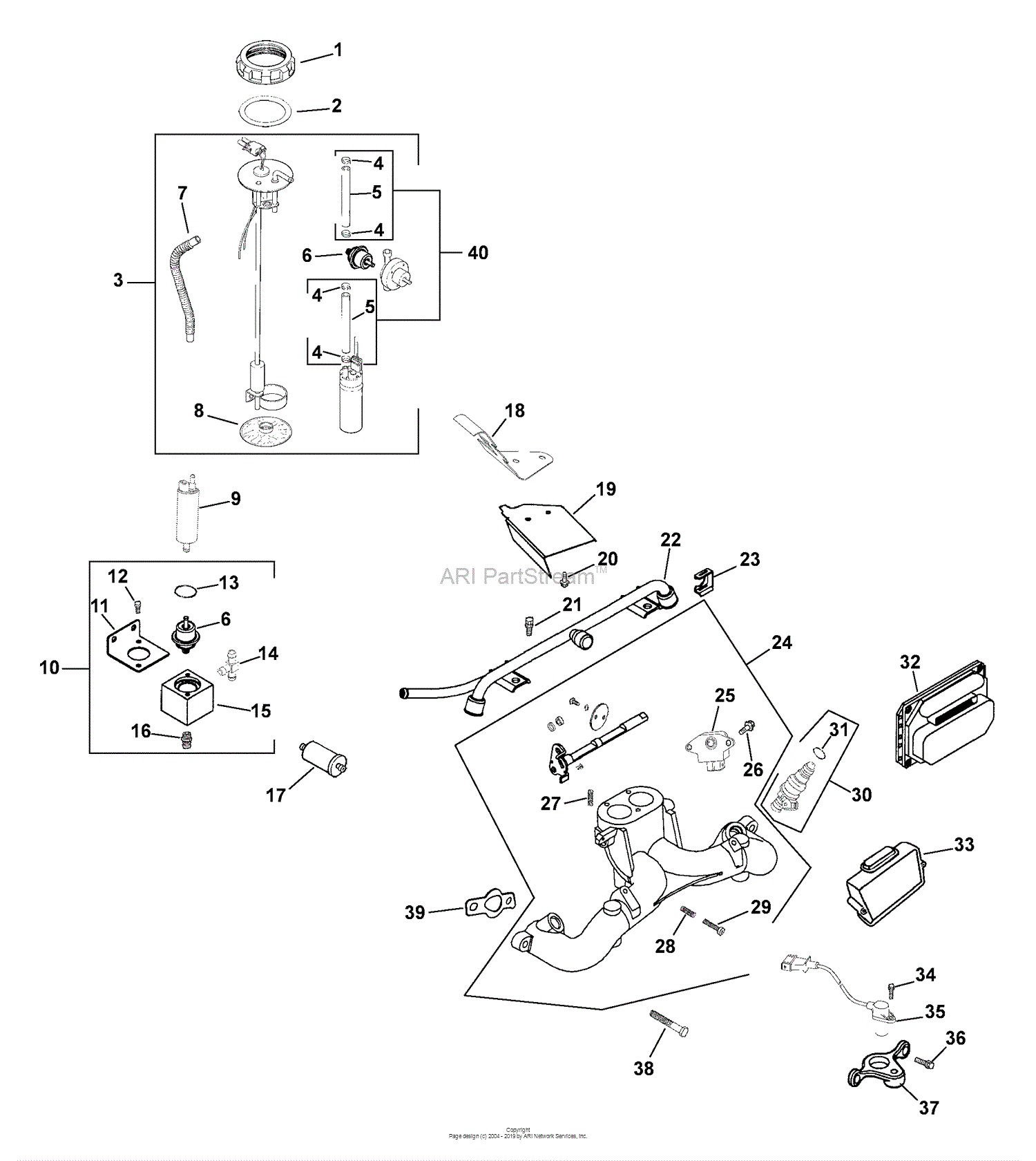 Kohler CH26-78518 EXMARK MFG. 26 HP (19.4 kW) Parts Diagram for Fuel ...