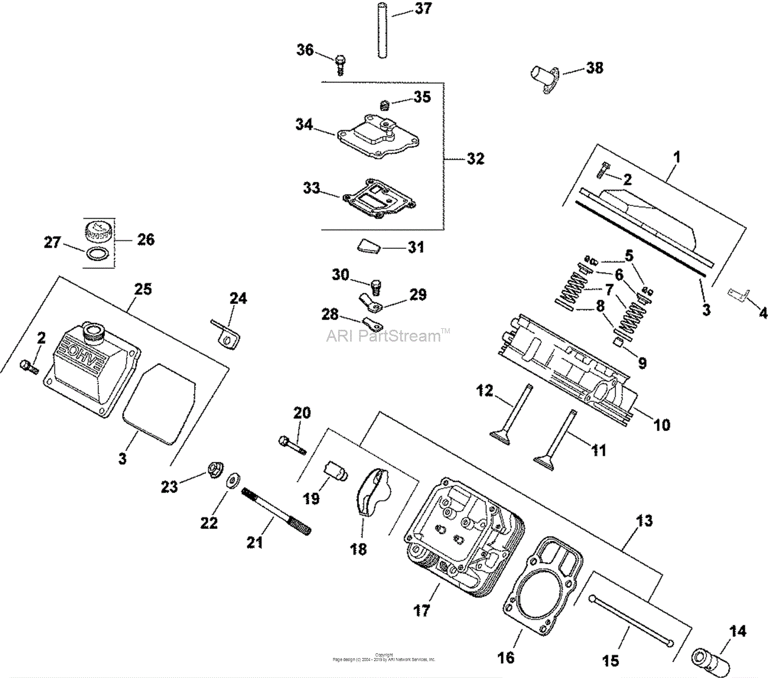 Kohler CH26-78518 EXMARK MFG. 26 HP (19.4 kW) Parts Diagram for Head ...