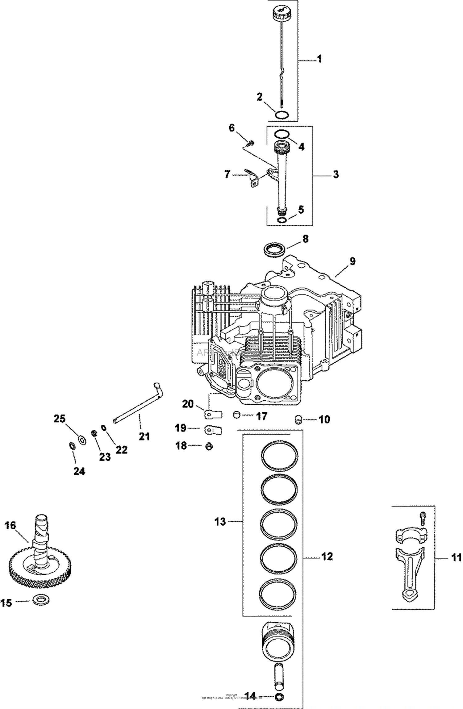 Kohler CV26-79518 PECO 26HP (19.4 kW) Parts Diagram for Crankcase 2-24-179