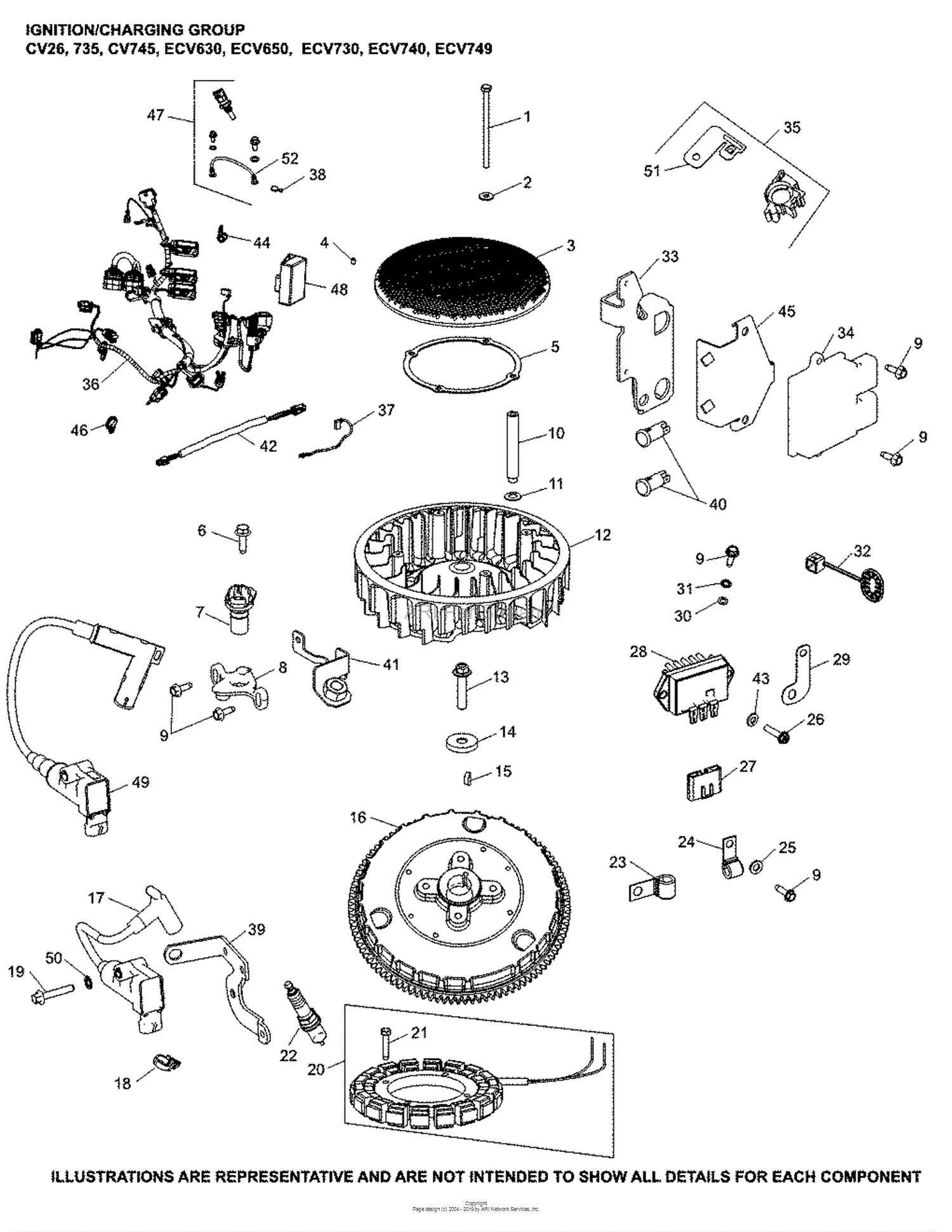 Kohler ECV7493046 EXMARK 29 HP (21.62 kW) Parts Diagram for Ignition