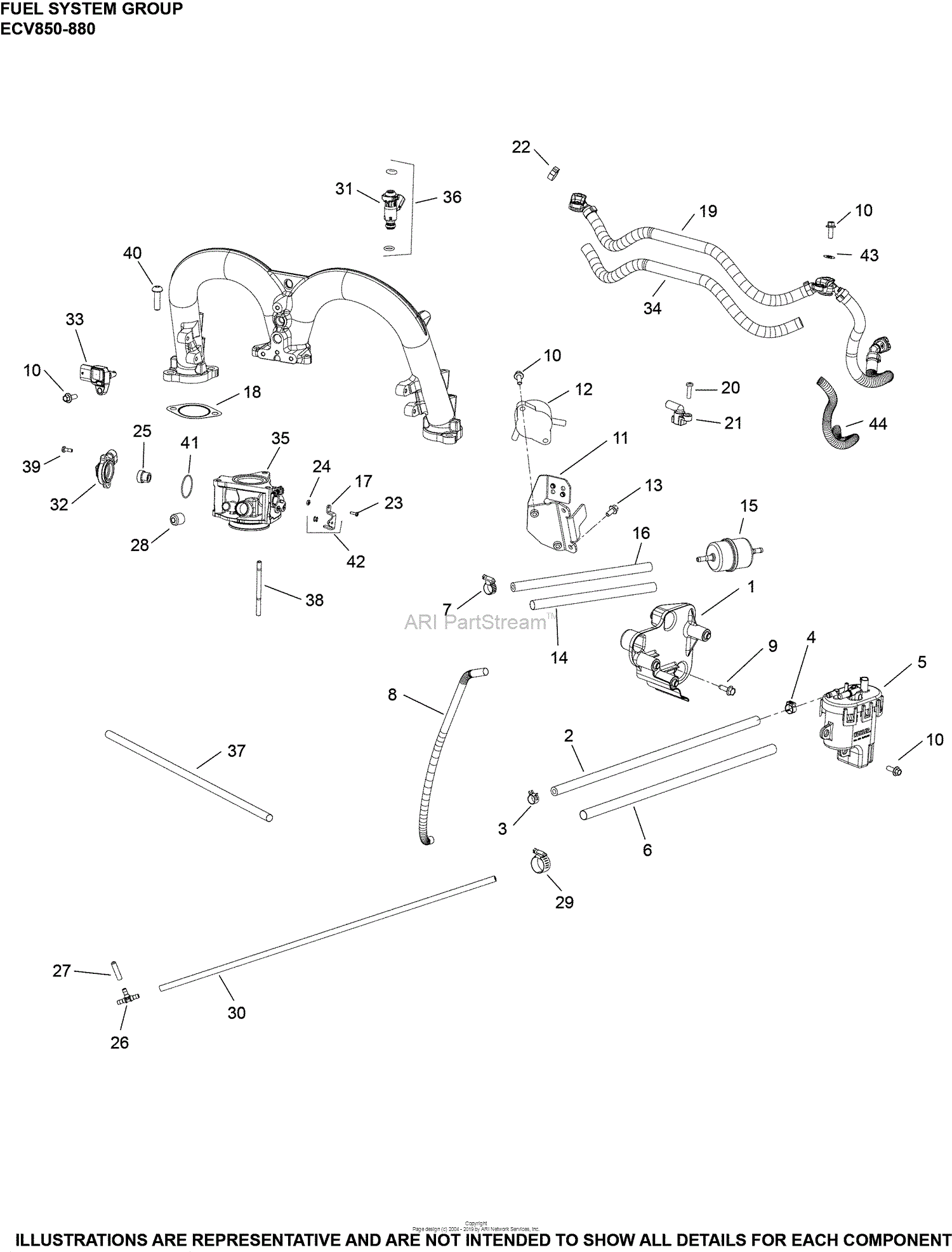 Kohler ECV870-3011 HOP 31 HP Parts Diagram for Fuel System Group 8-19-4 ...