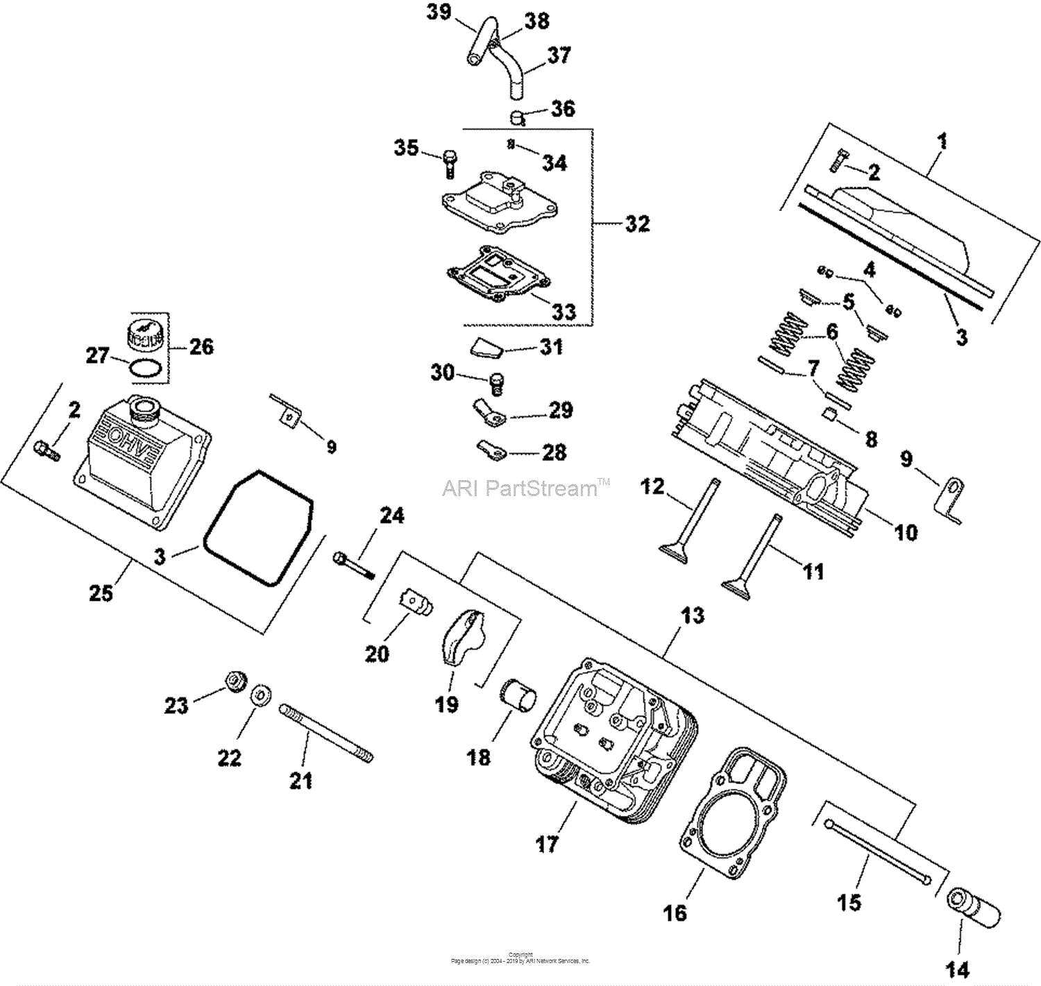 Kohler CH730-0227 SCAG 21.5 HP (16.0 kW) Parts Diagram for Head/Valve ...