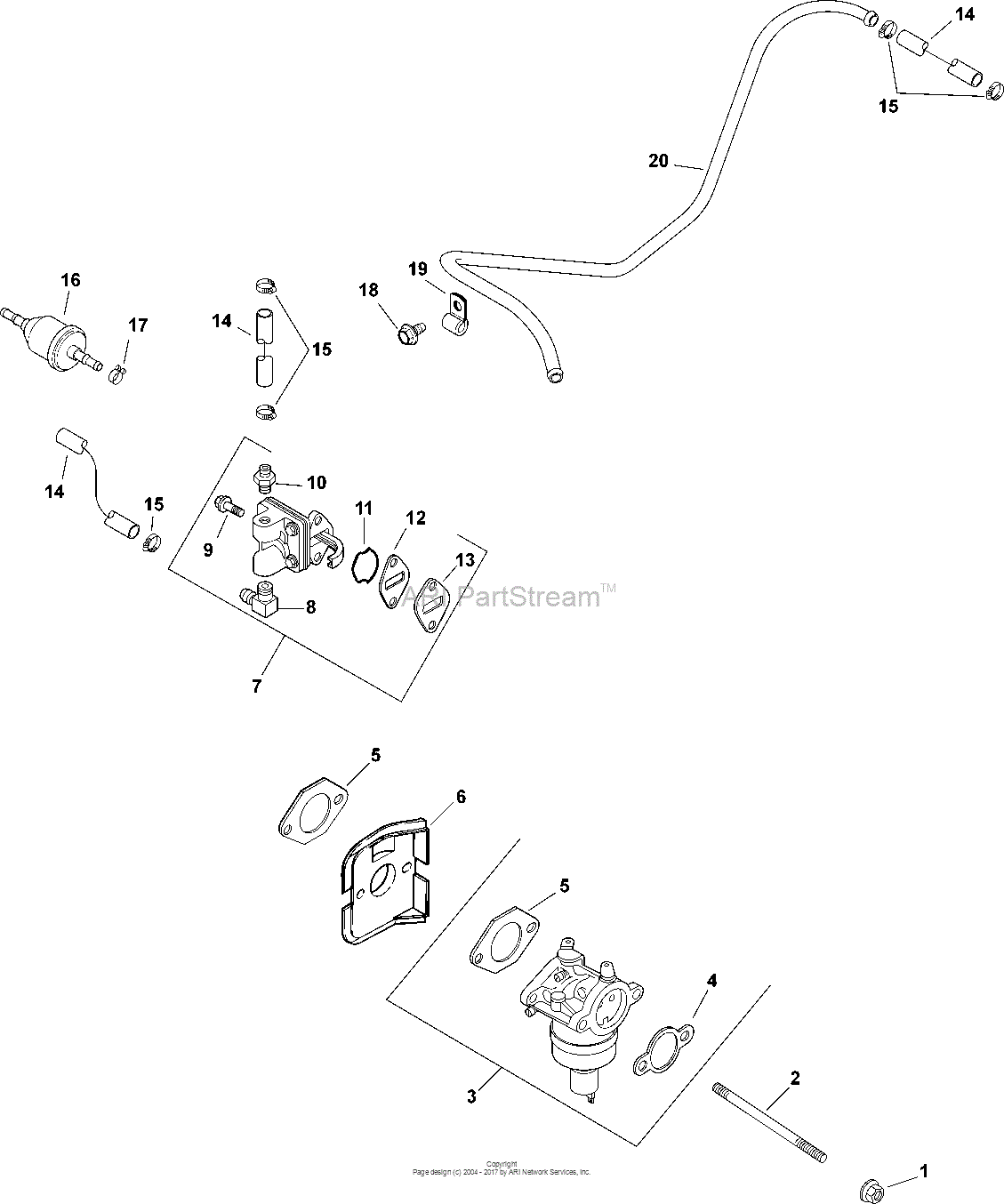 Kohler CV15-41562 JOHN DEERE 15 HP (11.2 kW) Parts Diagram for Fuel