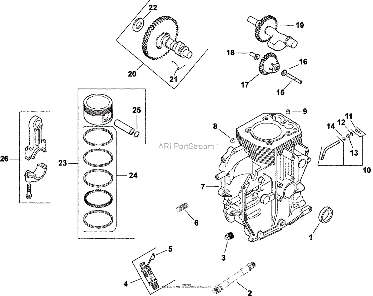 Kohler CH13-22538 VERMEER 13 HP (9.7 kW) Parts Diagram for Crankcase 2 ...