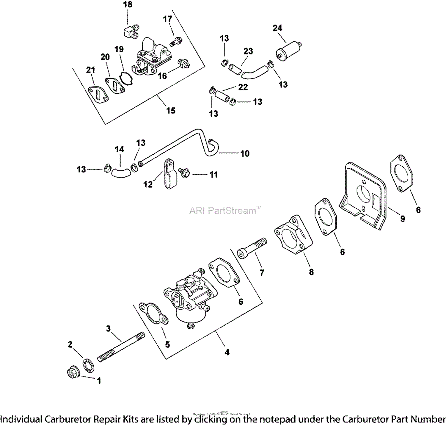 Kohler CH14-1827 HYDRO TEK 14 HP Parts Diagram for Fuel System 8-27-111