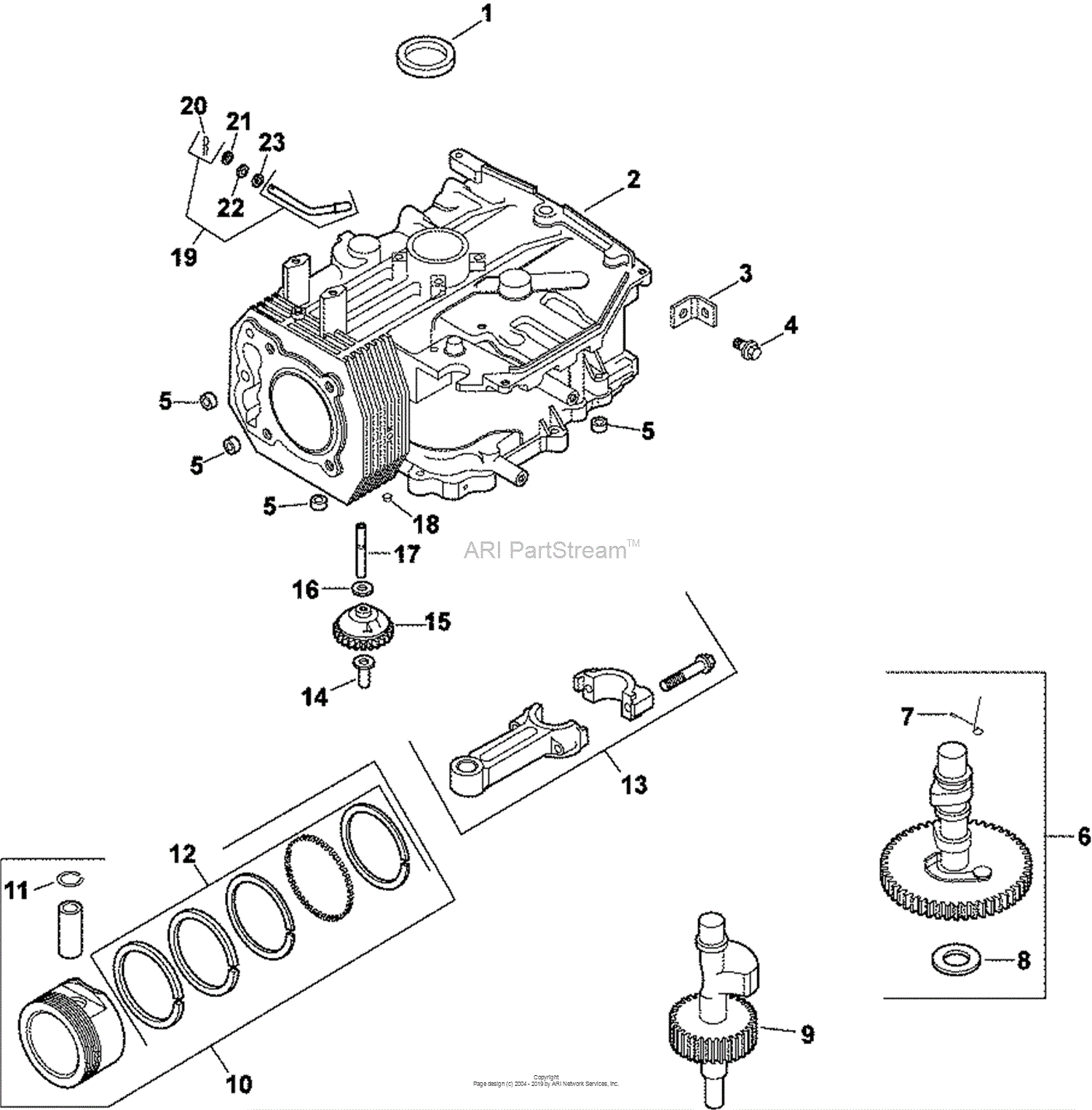 Kohler CV14-14107 SIMPLICITY 14 HP Parts Diagram for Crankcase 2-27-82