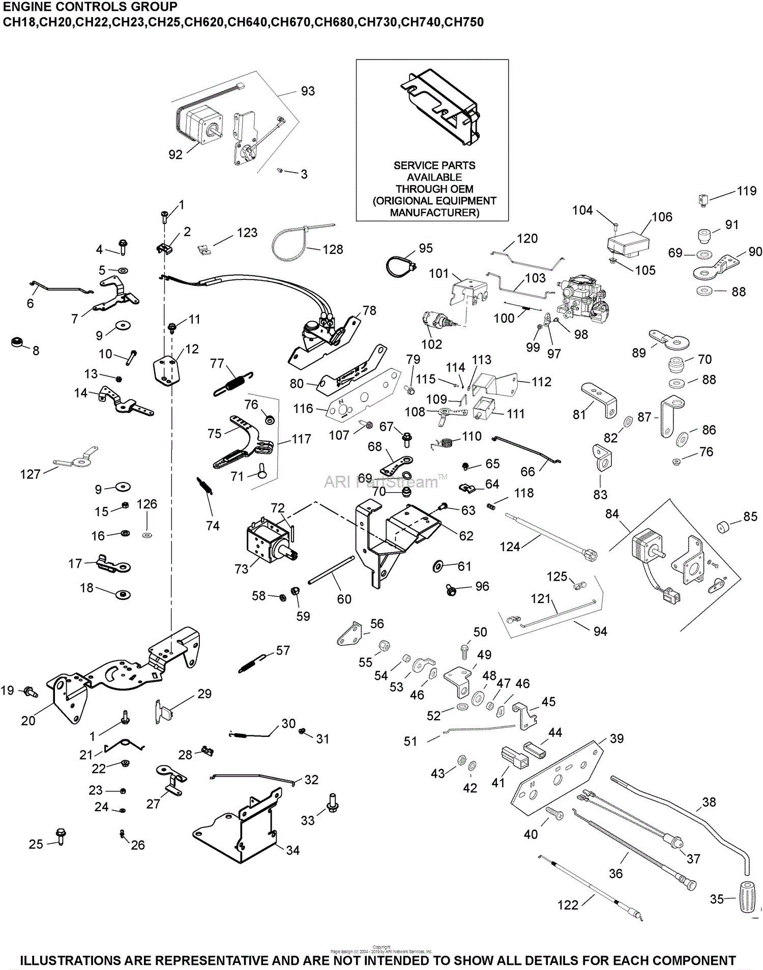 Kohler CH20-64751 MTD 20 HP (14.9 kW) Parts Diagram for Engine Controls
