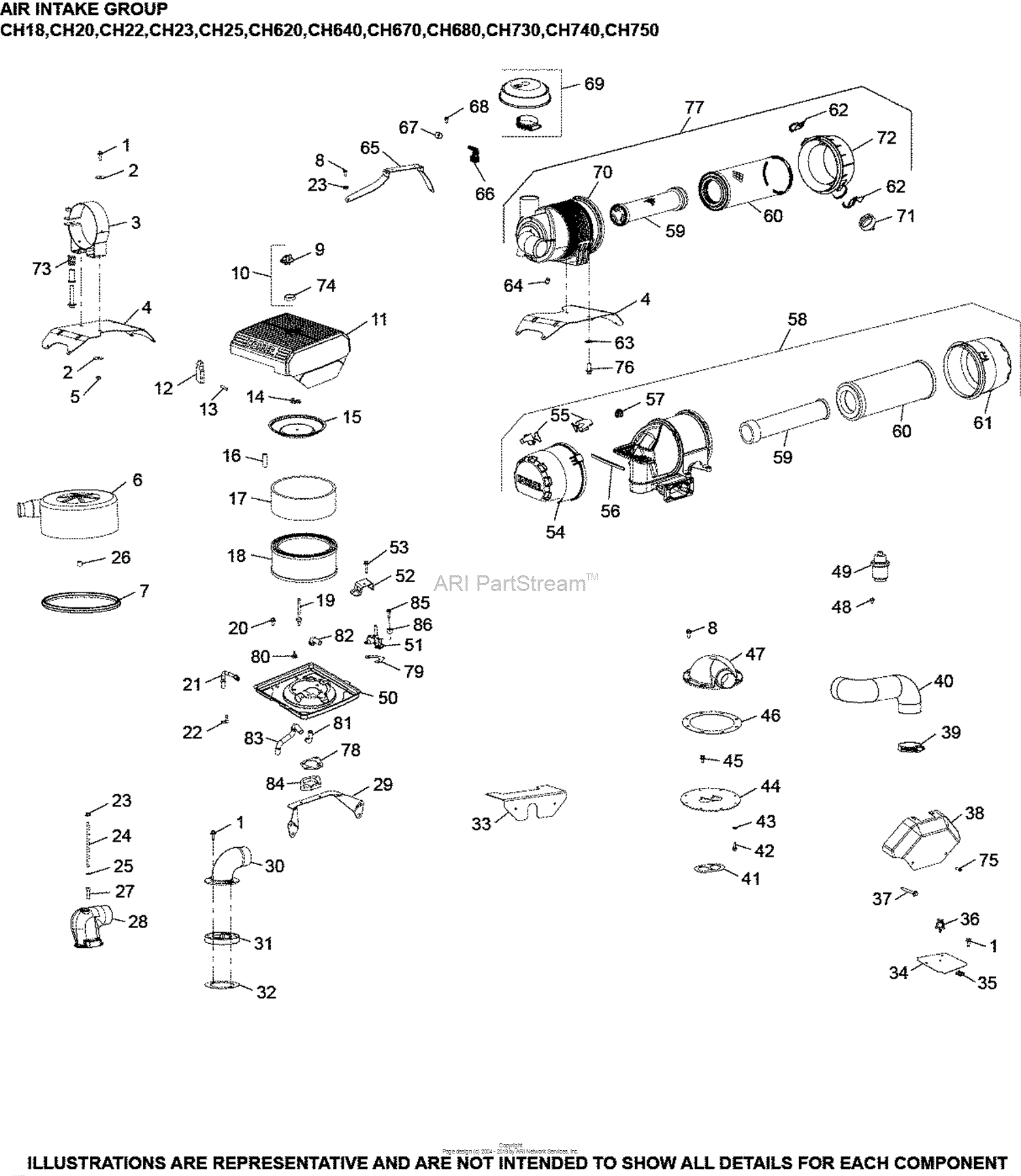 Kohler CH20-64586 JOHN DEERE 20 HP (14.9 kW) Parts Diagram for Air ...