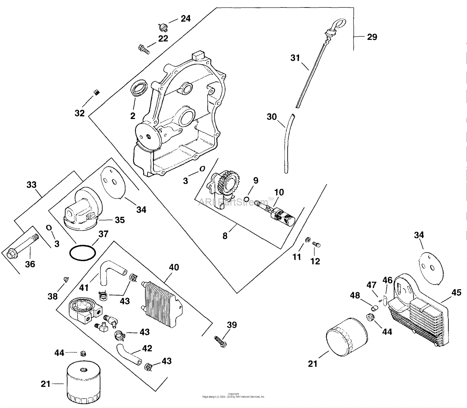 Kohler CH20-64554 WALKER MFG. 20 HP (14.9 kW) Parts Diagram for Oil Pan ...