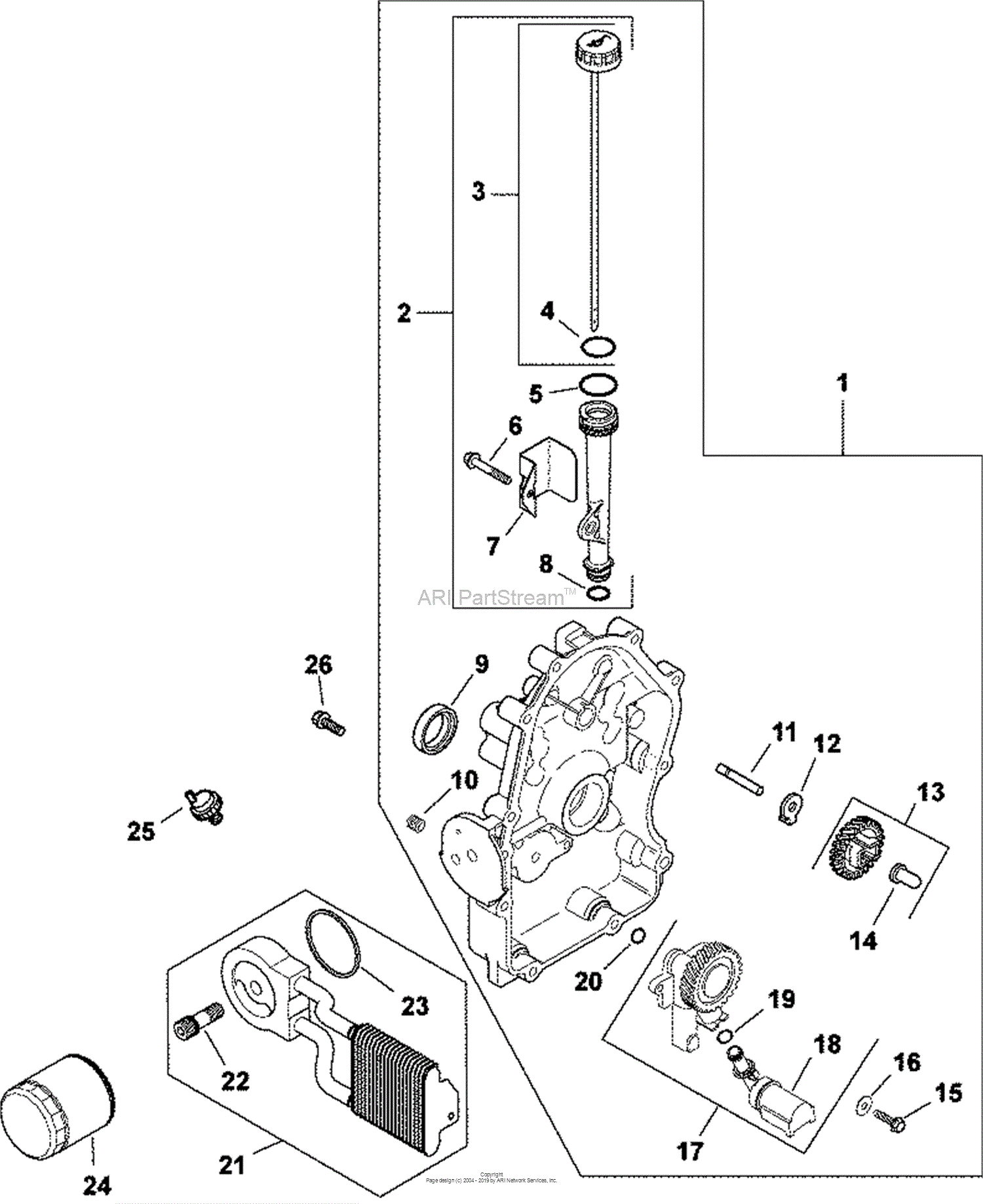 Kohler CH23-76634 WALKER MFG. 23 HP (17.2 KW) Parts Diagram for Oil Pan ...