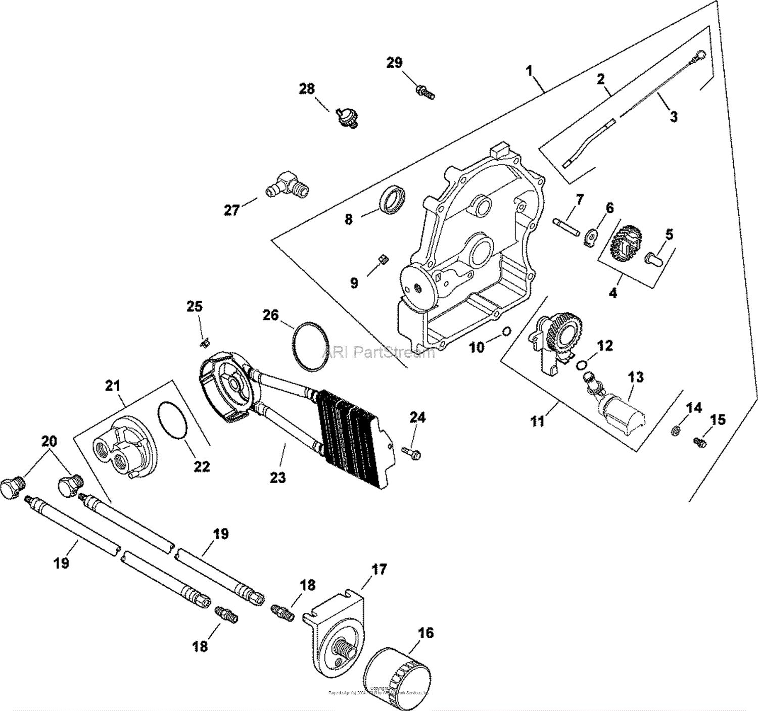 Kohler CH25-68610 TORO 25 HP (18.61 kW) Parts Diagram for Oil Pan ...