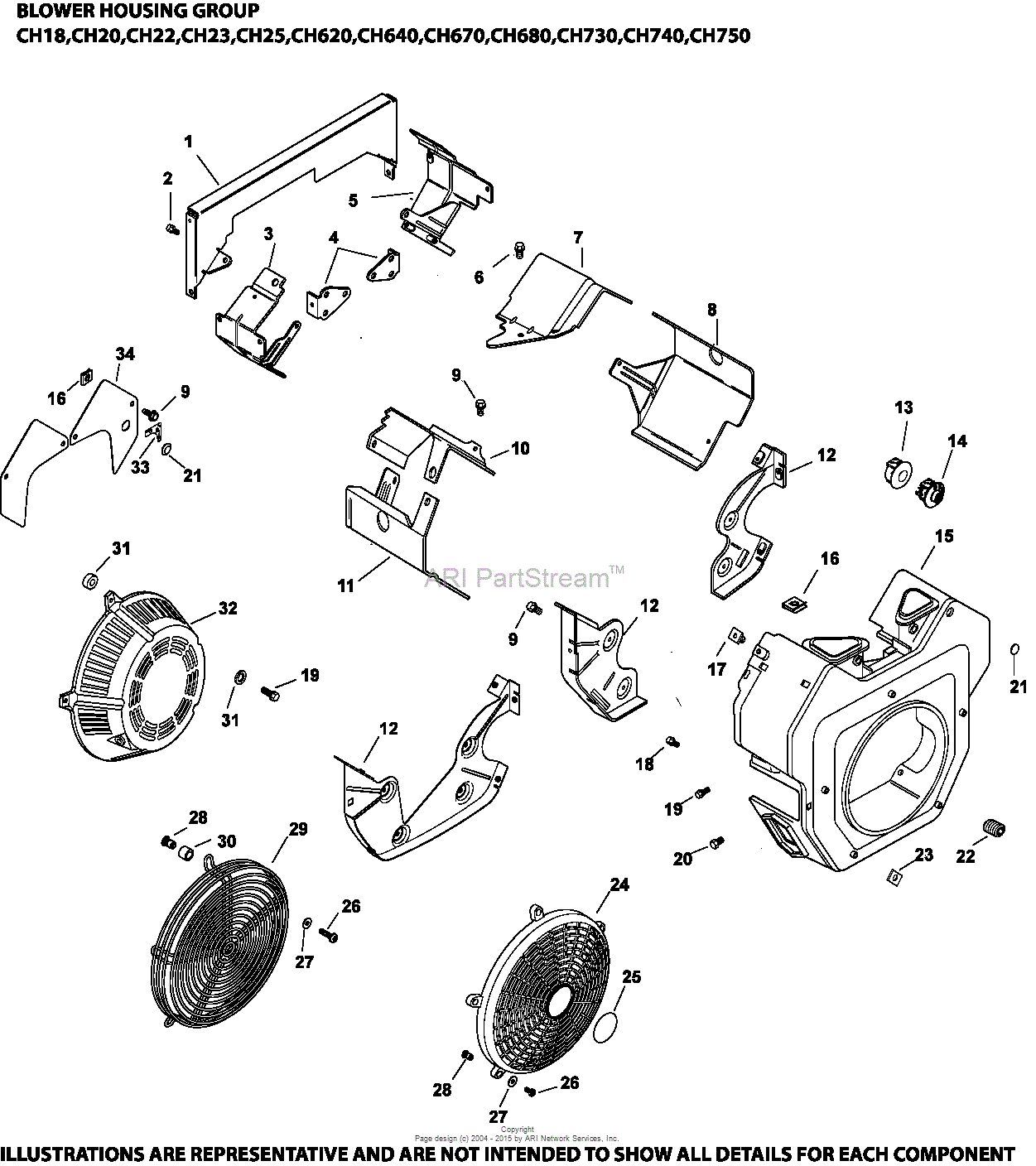 Kohler CH730-3308 GARDNER 23.5 HP (17.5 kW) Parts Diagram for Blower