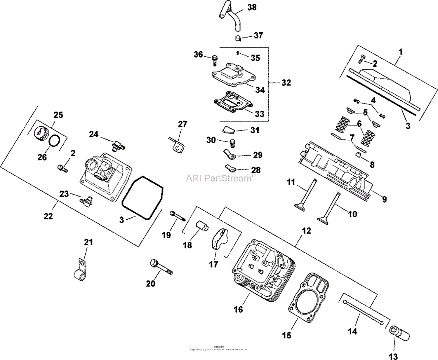 Kohler CH7400040 SIMPLICITY 25 HP (18.6 kW) Parts Diagram for Head/Valve/Breather 424299