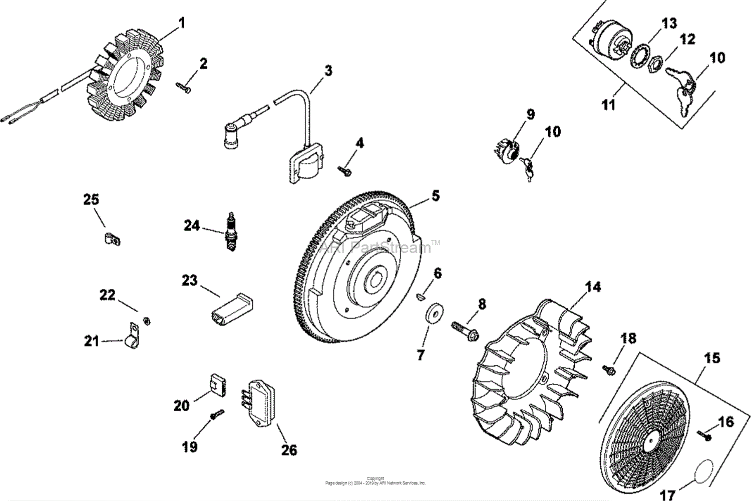 Kohler CH740-3122 TORO 25 HP (18.6 kW) Parts Diagram for Ignition ...