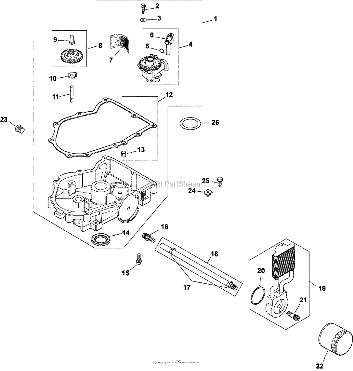 Kohler CV740-3144 JOHN DEERE 25 HP (18.6 kW) Parts Diagram for Lubrication Group 3-24-752