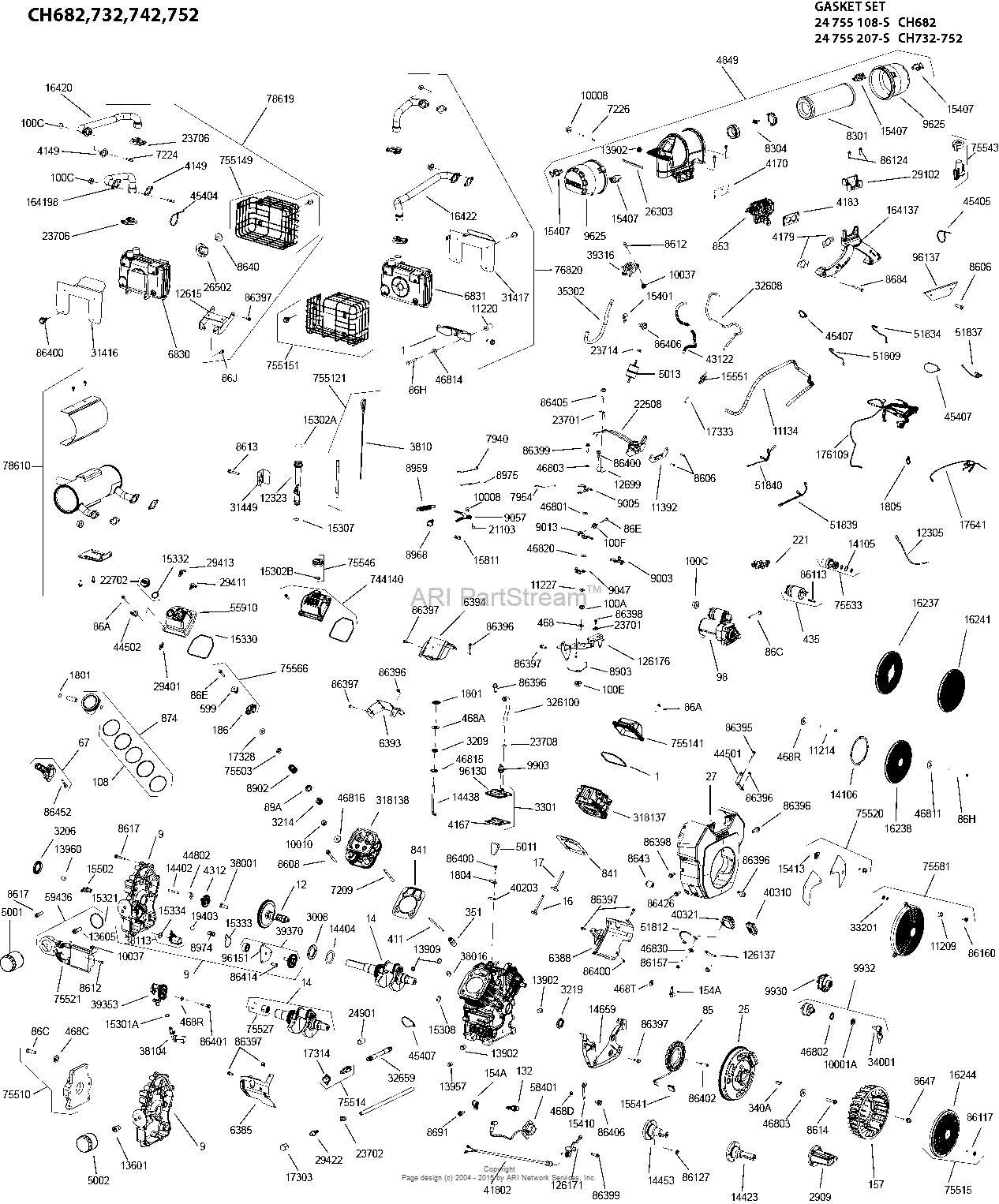 Kohler CH742-3121 MORIDGE 25 HP (18.6 kW) Parts Diagram for Engine