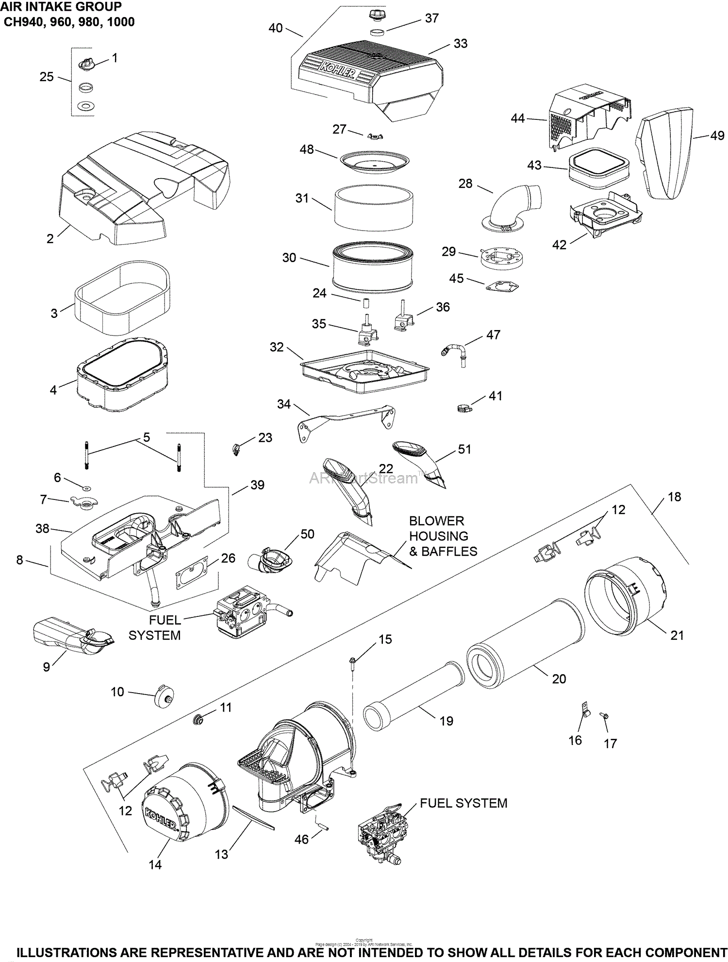 Kohler CH1000-3031 KPS-20KW GEN-SET (LPAC) Parts Diagram for Air Intake ...