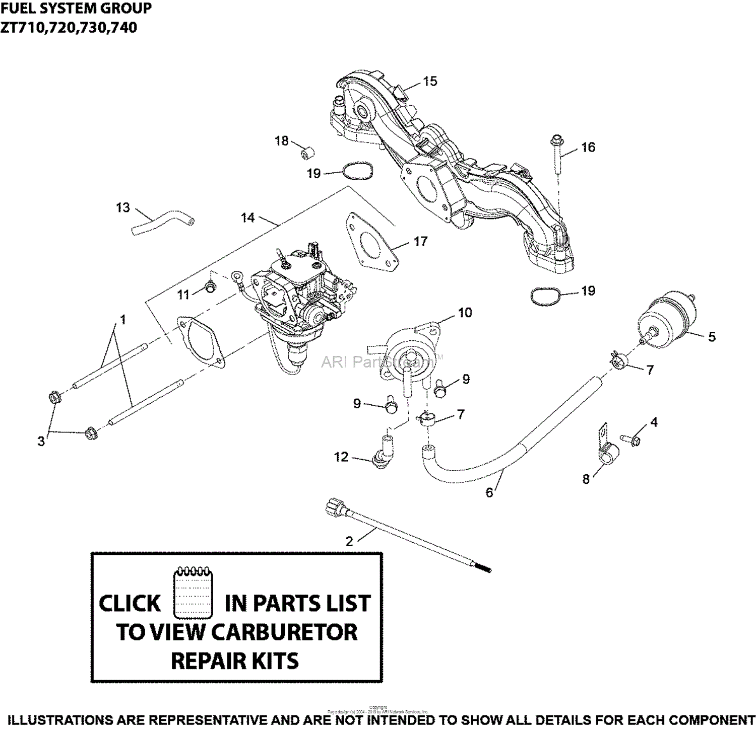 Kohler ZT7403013 KUBOTA 25 HP (18.6 kW) Parts Diagram for Fuel System Group 83297 ZT