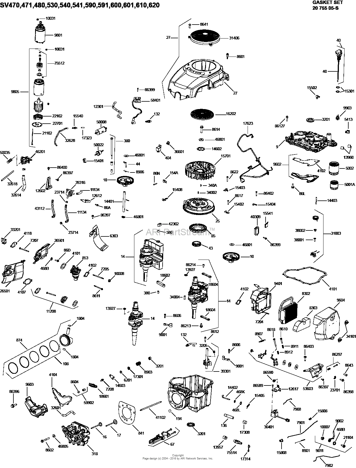 Kohler SV470 620 ONE PAGE MODEL COMPOSITE Parts Diagram For Engine   Diagram 