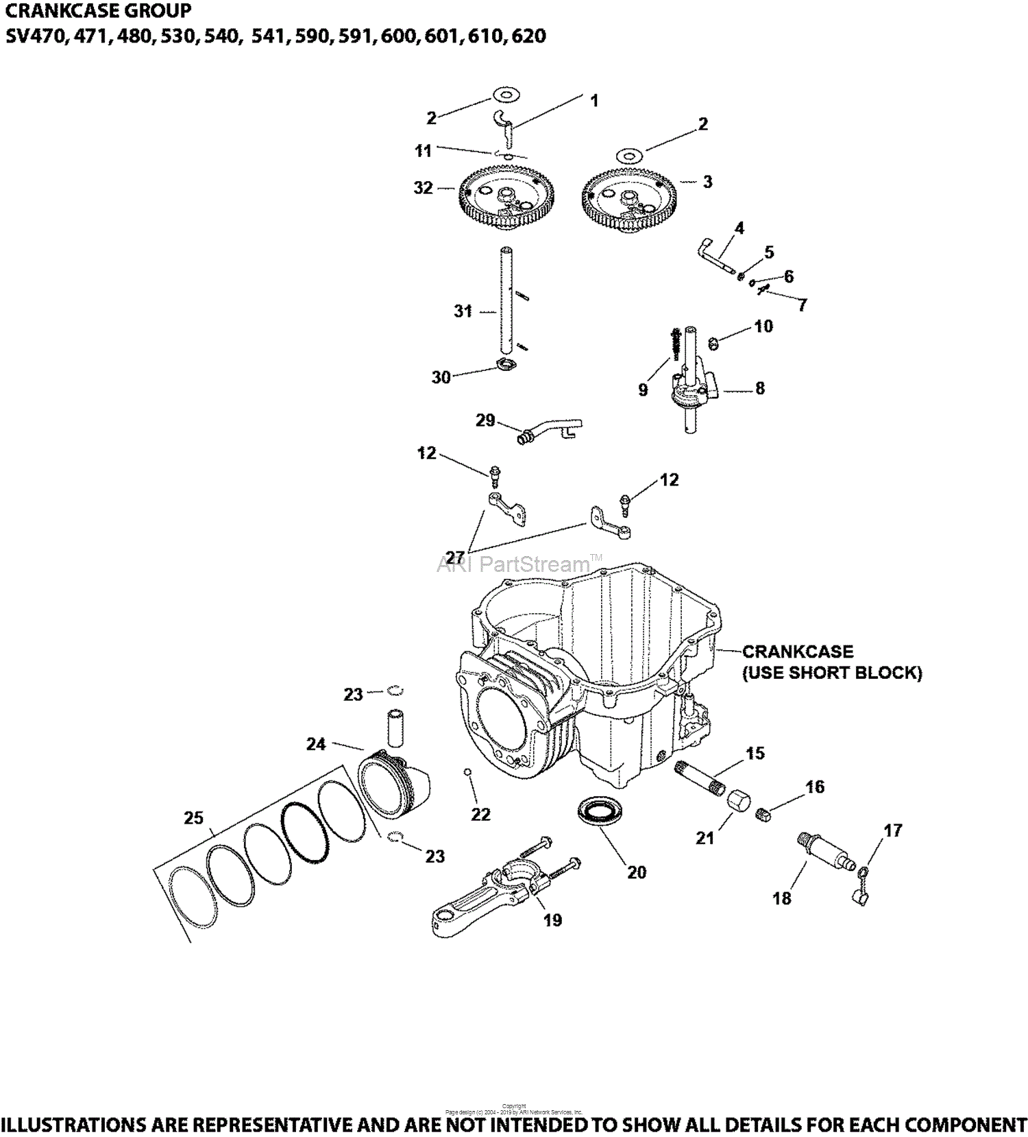 Kohler SV541-3213 KUBOTA 18 HP (13.4 kW) Parts Diagram for Crankcase ...